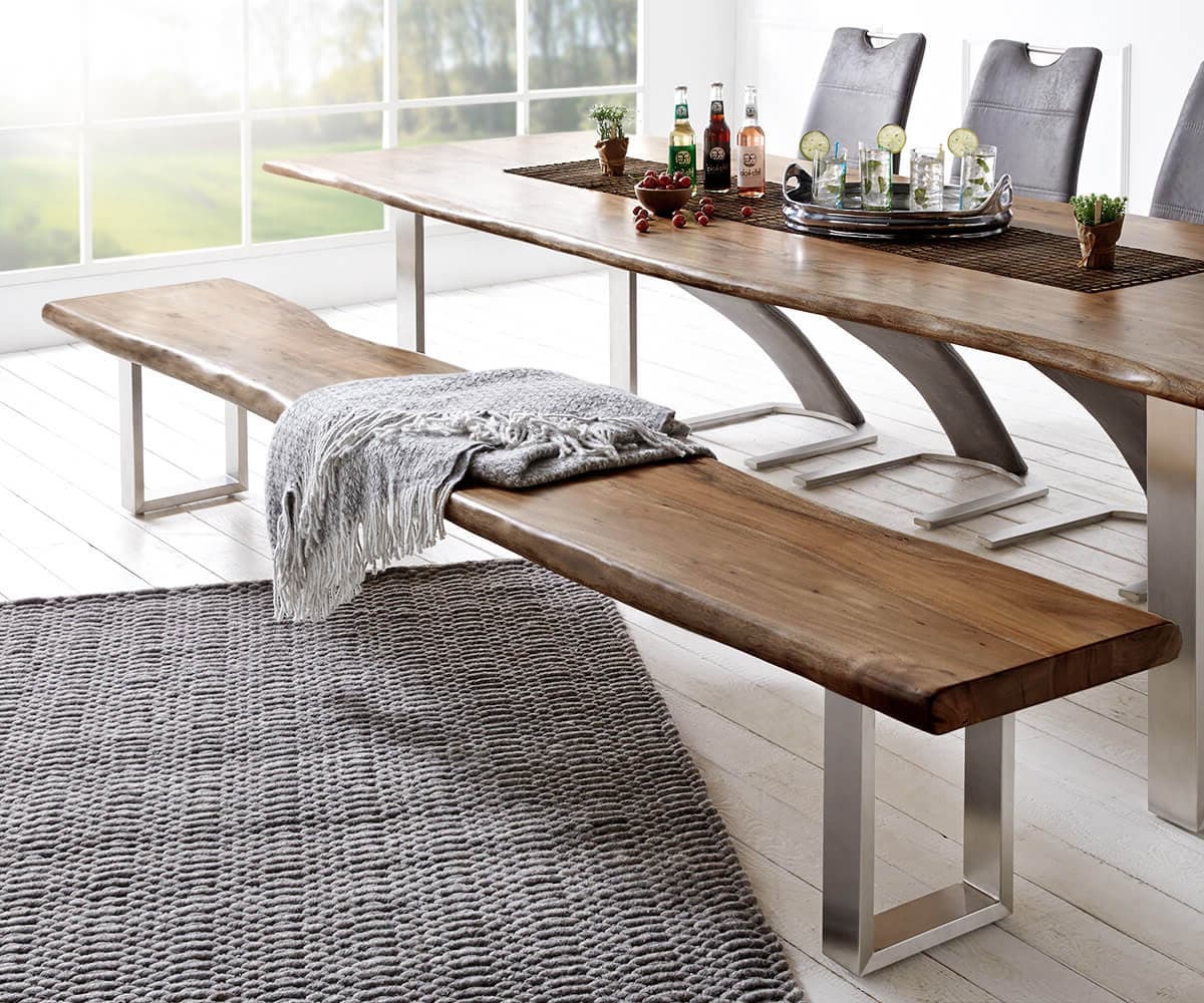 Banquette Live-Edge Banc d'arbre 295x40x5 marron acacia 2