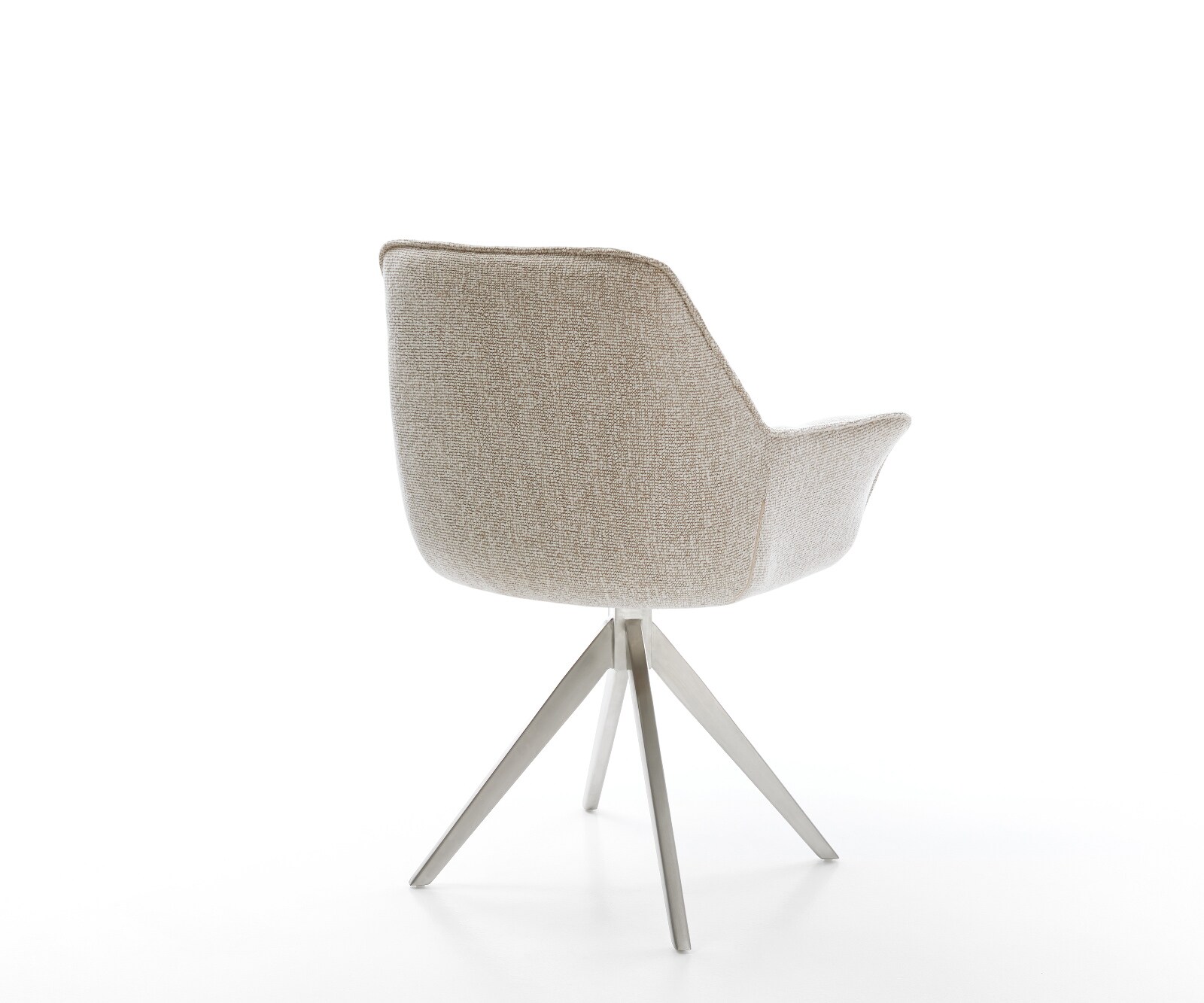 Chaise-pivotante Kaira-Flex tissu tissé doux beige pied croisé angulaire acier inoxydable pivotement sur 180° 5