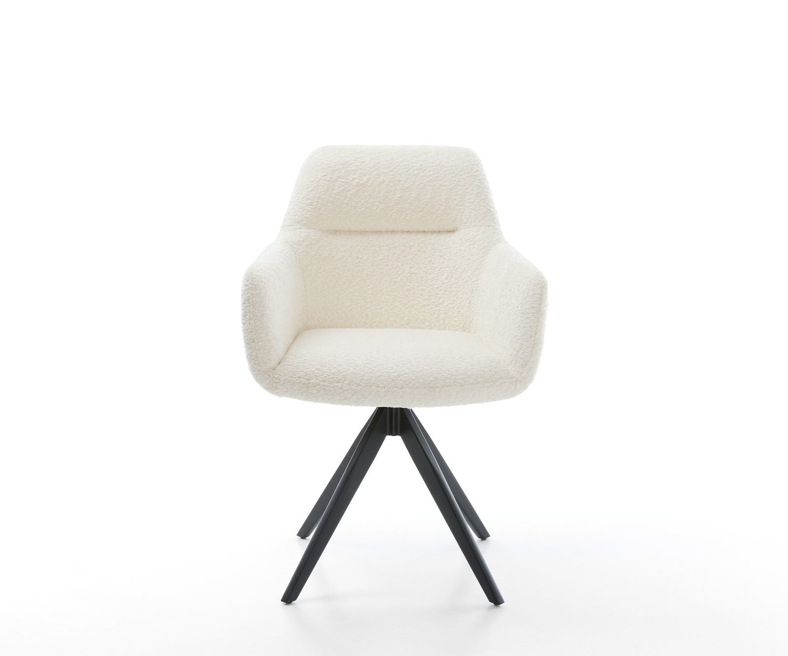 Chaise-de-salle-à-manger Pejo-Flex bouclé blanc pied croisé angulaire noir ressorts ensachés 1 Chaise-de-salle-à-manger Pejo-Flex bouclé blanc pied croisé angulaire noir ressorts ensachés 1