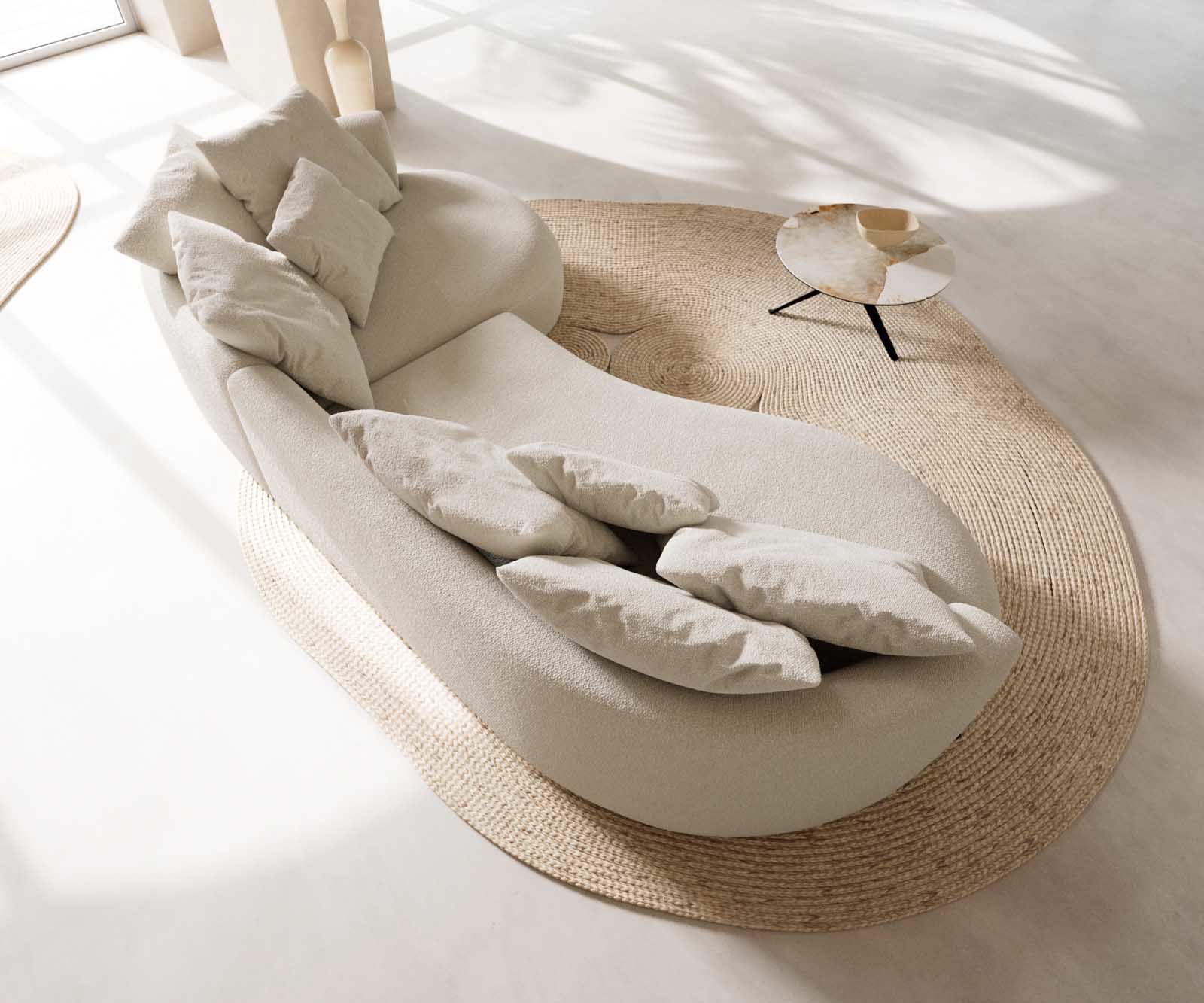 Canapé Edina 330x170 cm Bouclé Crème-Blanc 4