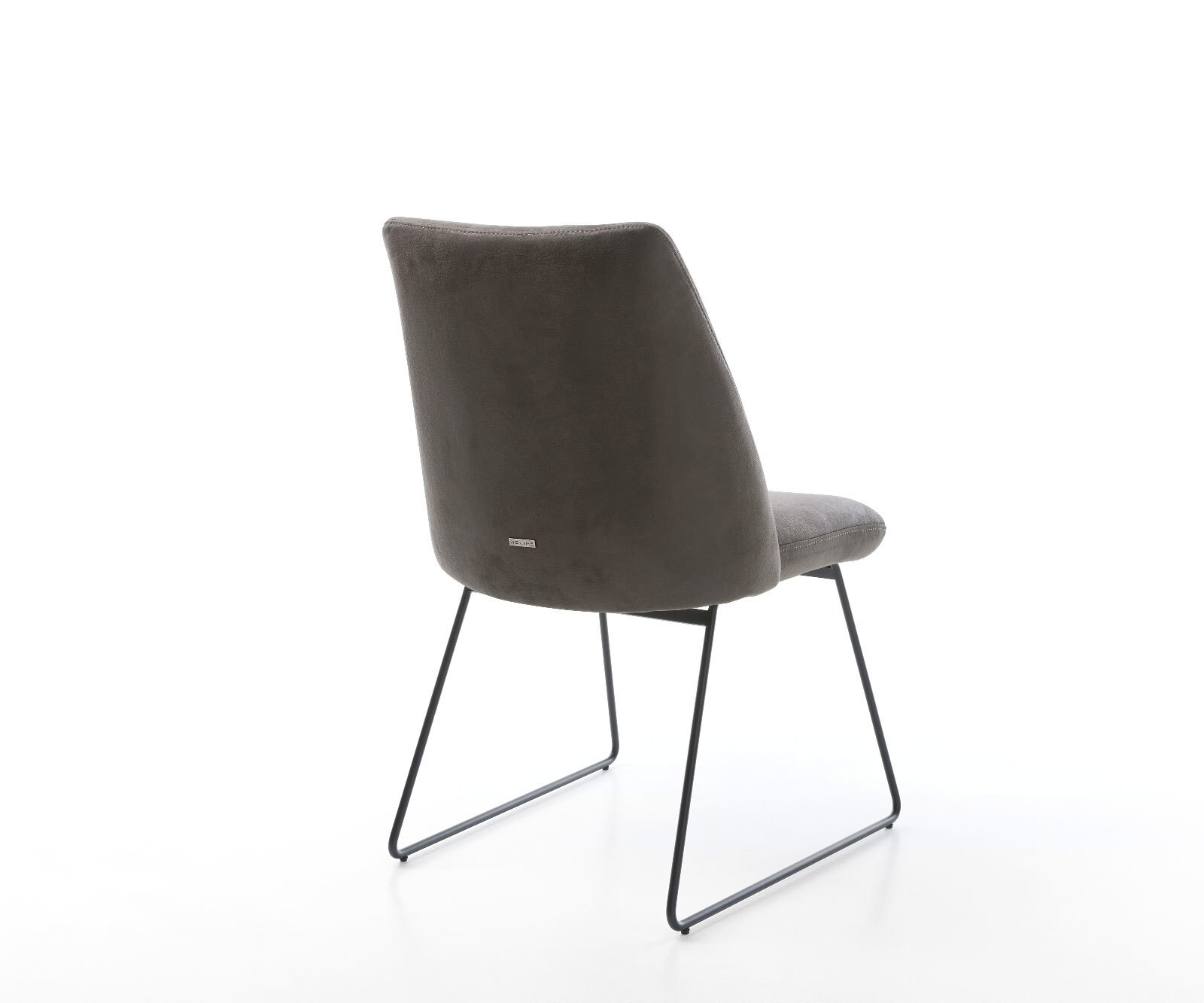 Chaise-de-salle-à-manger Elso-Flex microvelours anthracite vintage pied trapèze noir ressorts ensachés 5