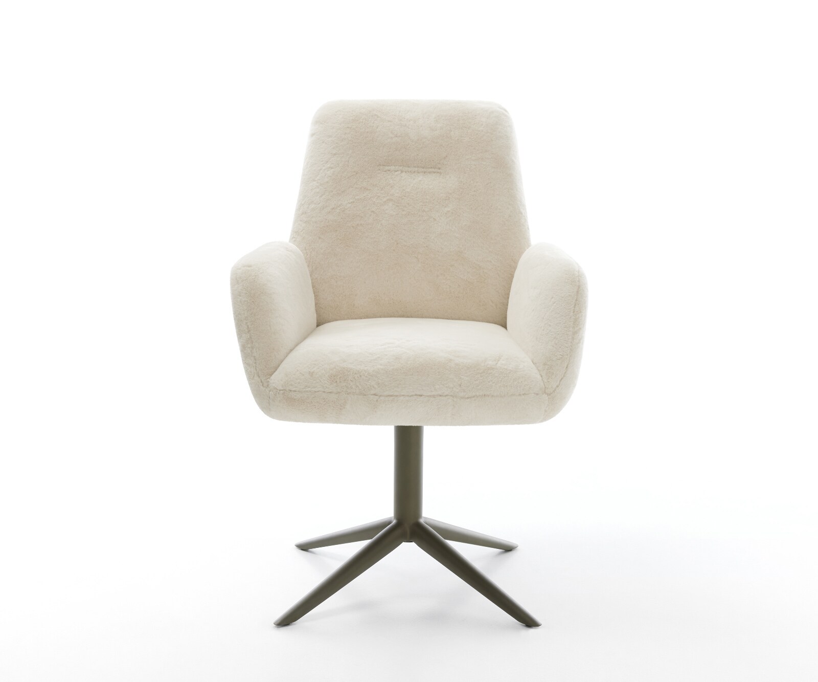 Chaise-pivotante Zoa-Flex peluche crème-blanc pied de chaise 4 branches aspect titane pivotement sur 360° fonction bascule resorts ensachés 2