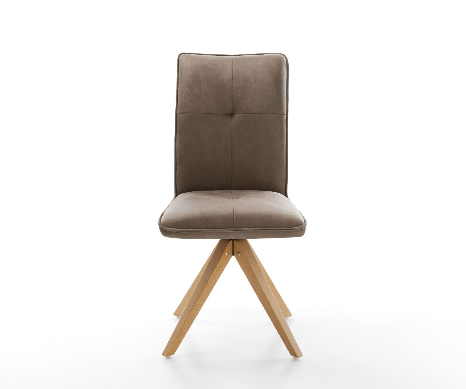 Chaise-de-salle-à-manger Maddy-Flex microvelours taupe vintage pied en bois angulaire naturel 2