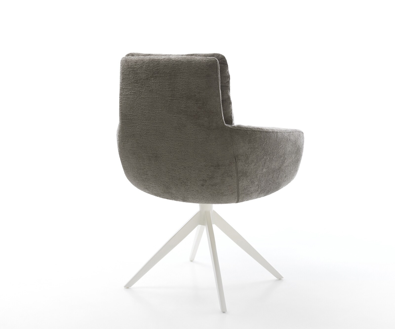 Chaise-pivotante Abelia-Flex avec accoudoirs bouclé doux couleur boue pied croisé large blanc pivotement sur 360° fonction bascule 4