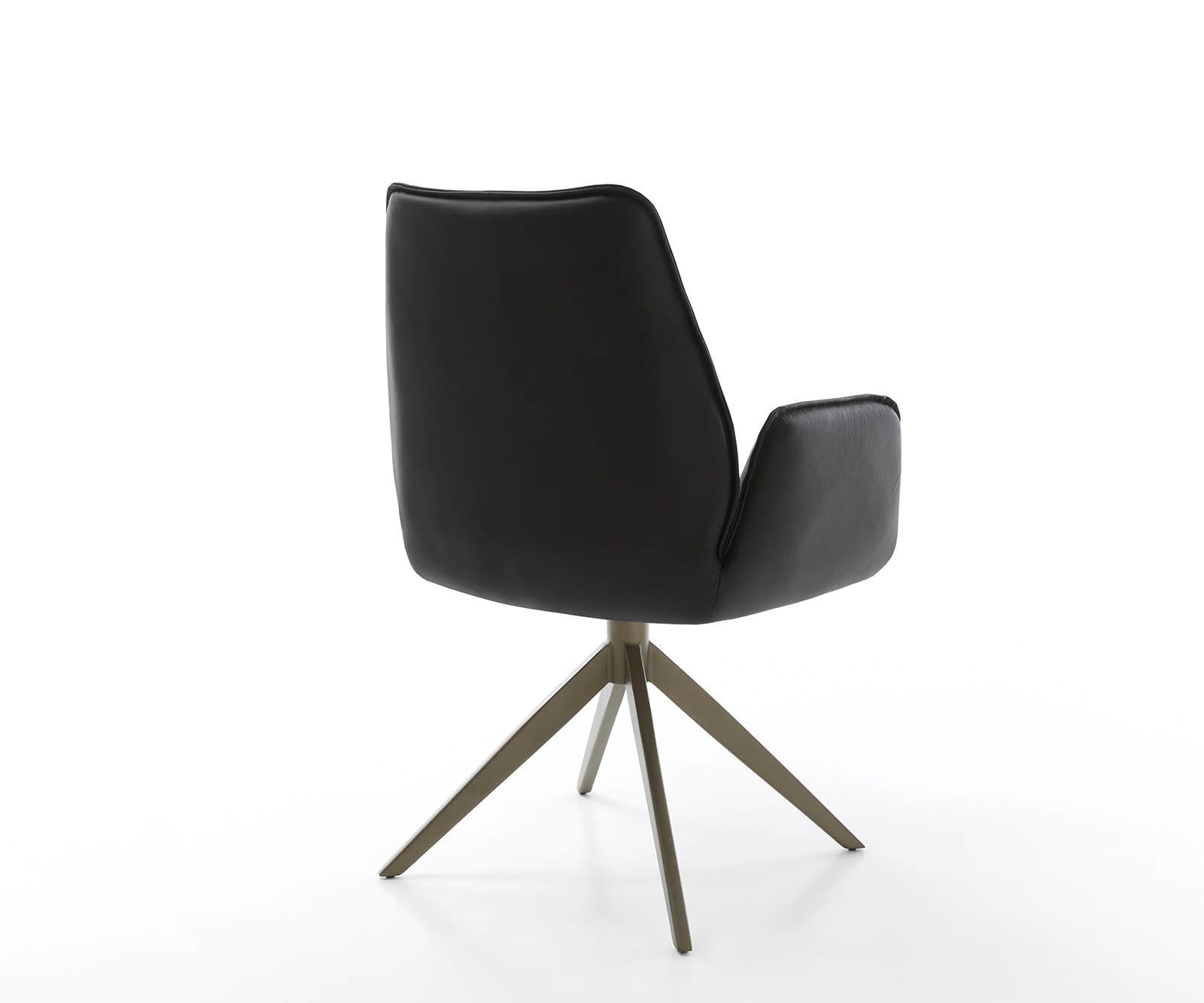 Chaise-pivotante Zoa-Flex cuir de vache noir pied croisé large aspect titane pivotement sur 360° ressorts ensachés 4