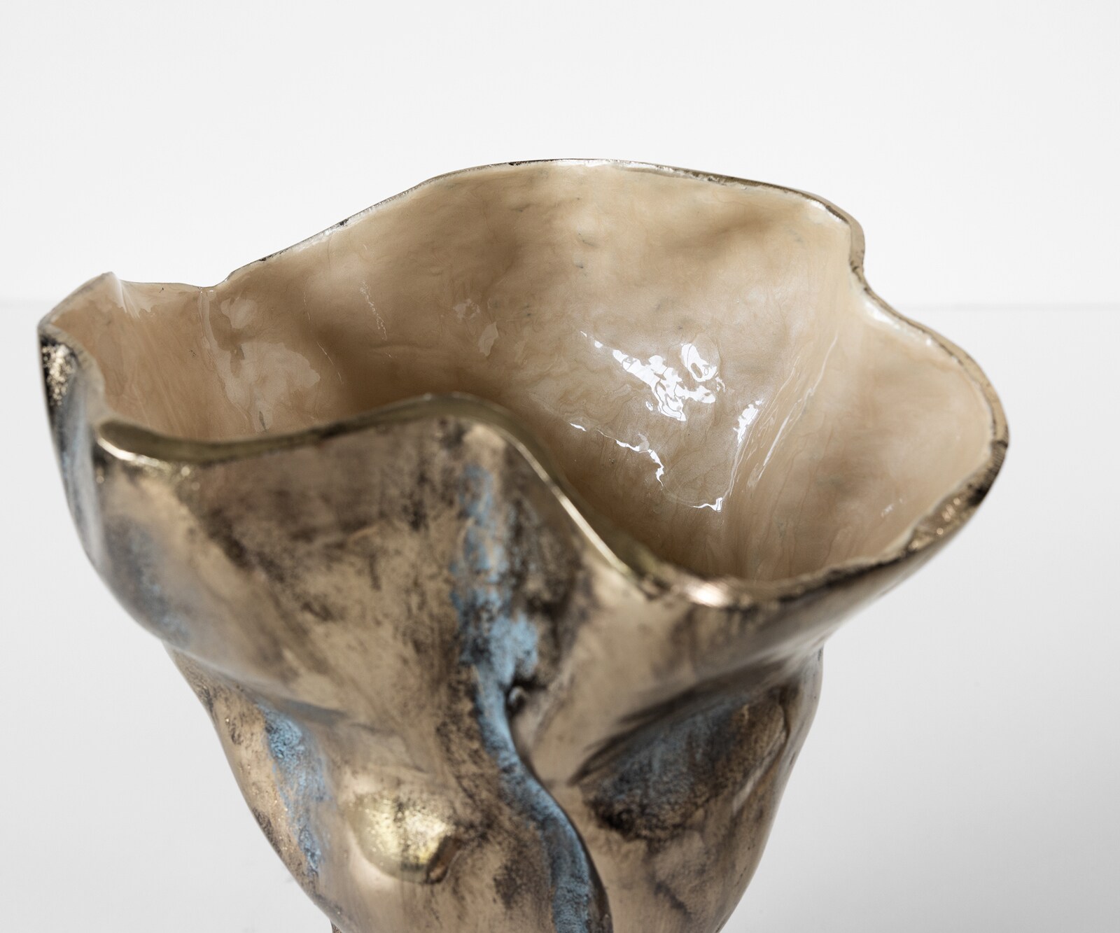 Vase Mimoro l28 x P24 x H38 cm Aluminium Laguna Antica Fait main 1