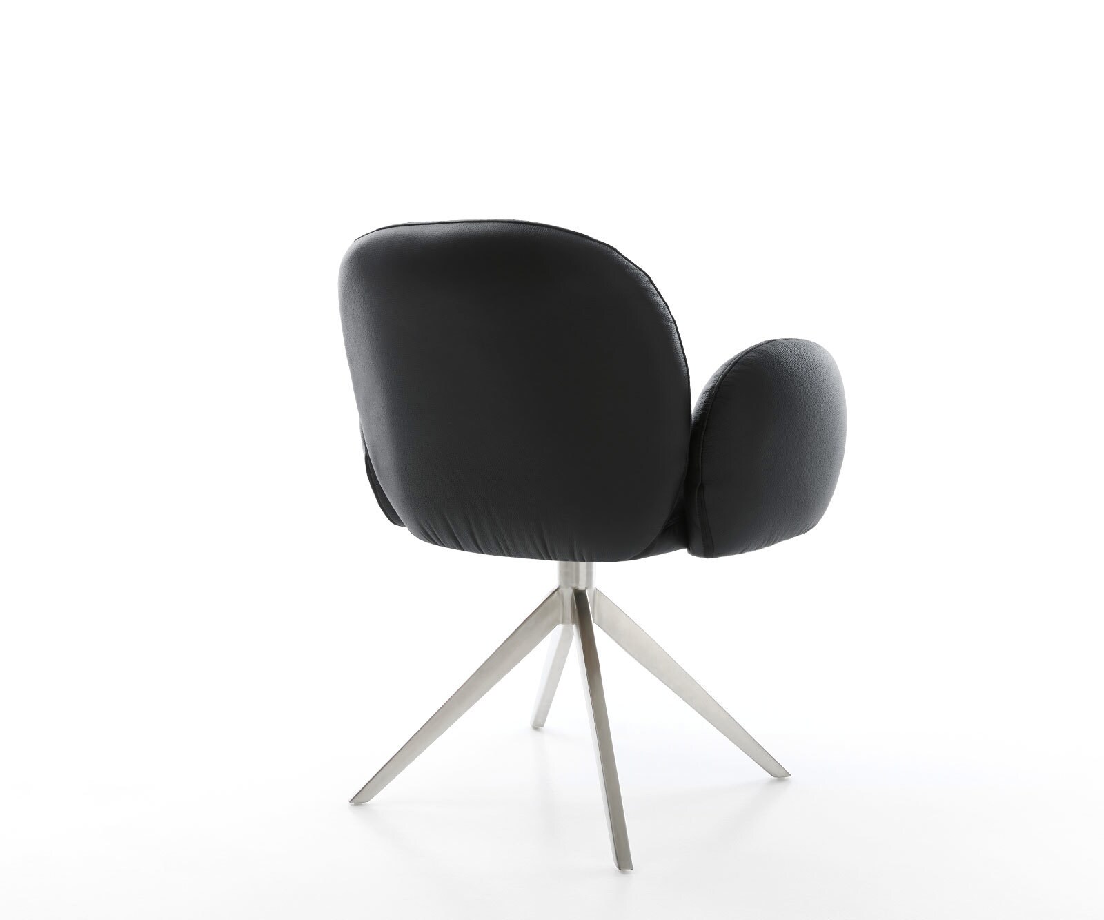 Chaise-pivotante Nube-Flex cuir de vache noir pied croisé large acier inoxydable brossé pivotement sur 360° fonction bascule ressorts ensachés 4