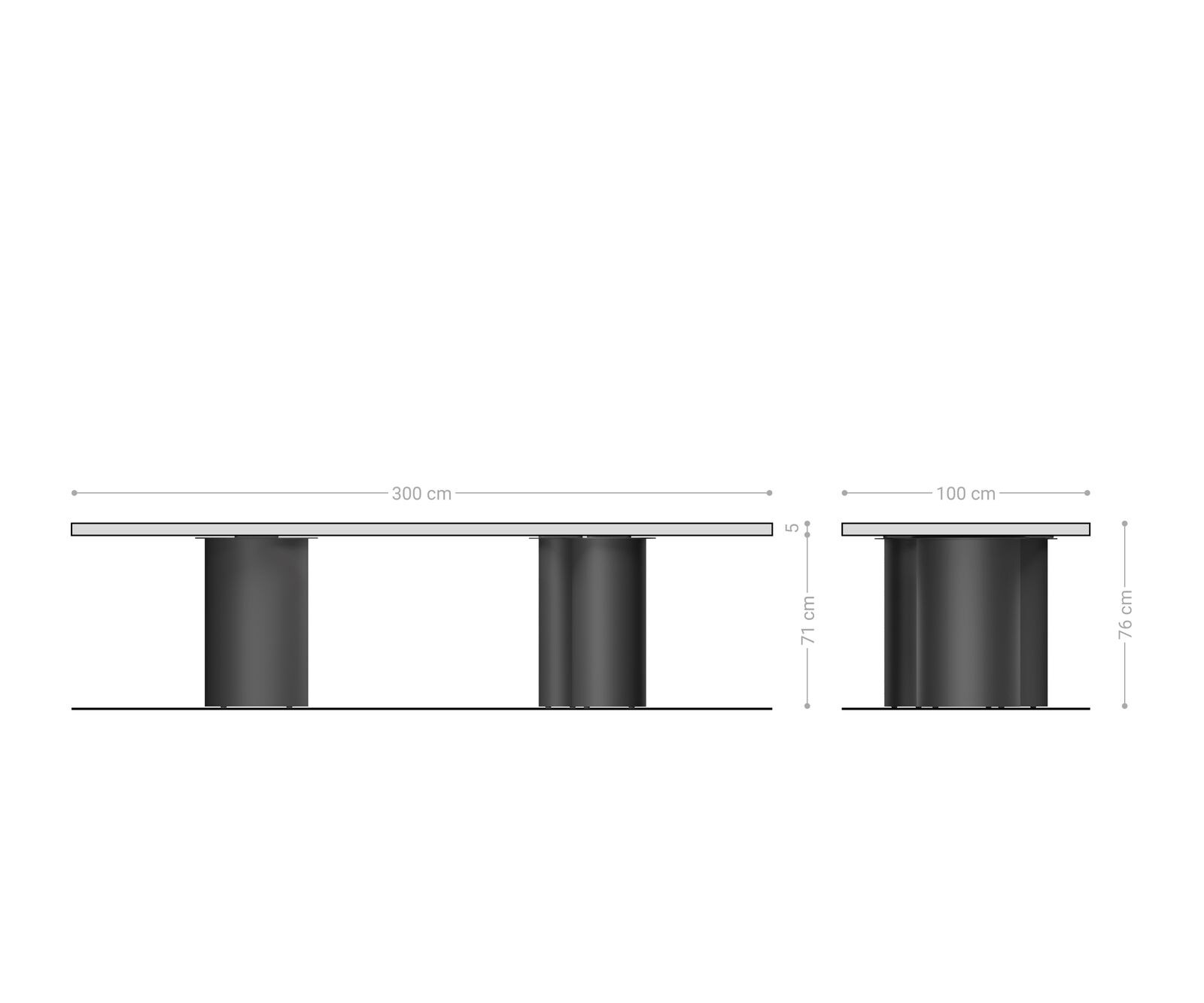 Table à manger Edge 300x100 XL Acacia Marron Troa Acier inoxydable Graphite Live-Edge 6