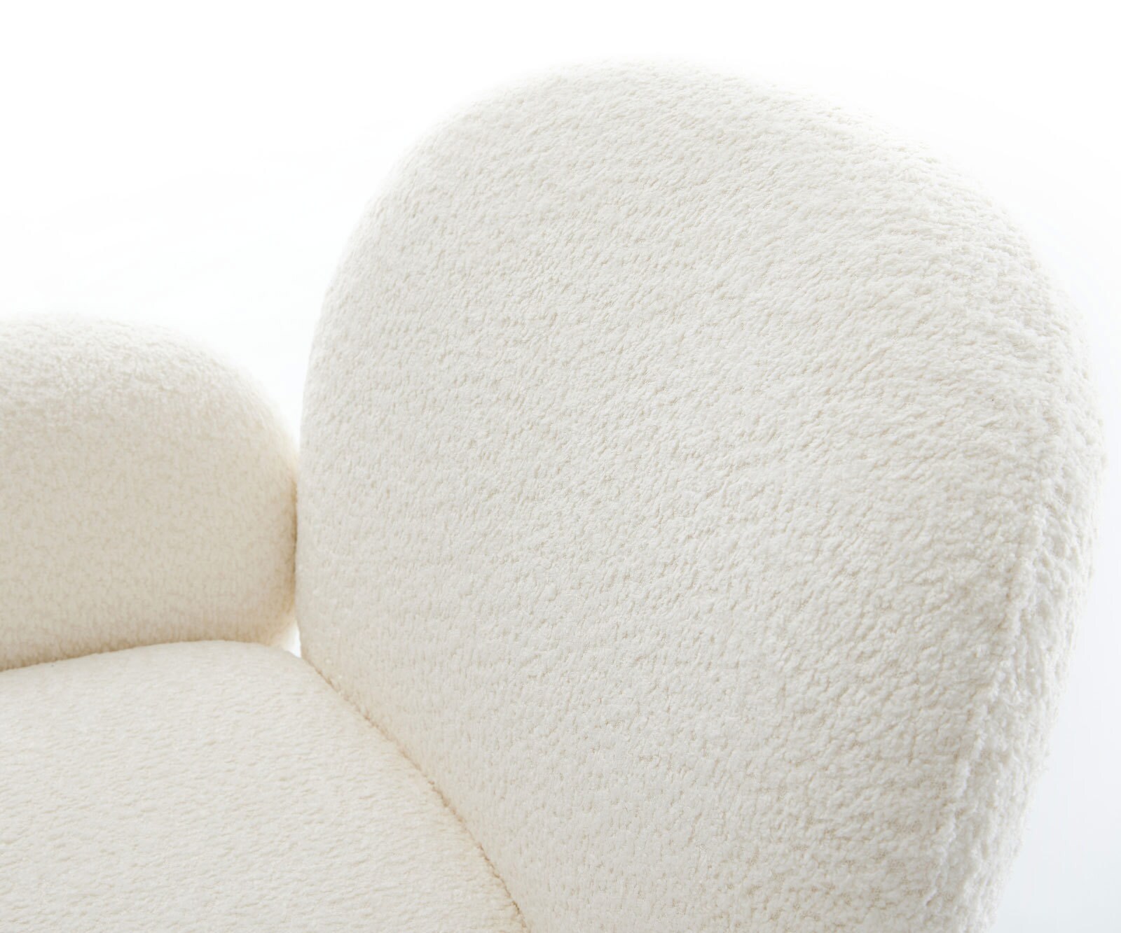 Chaise-pivotante Nube-Flex avec accoudoirs bouclé blanc pied de chaise 4 branches aspect titane pivotement sur 360° ressorts ensachés 4