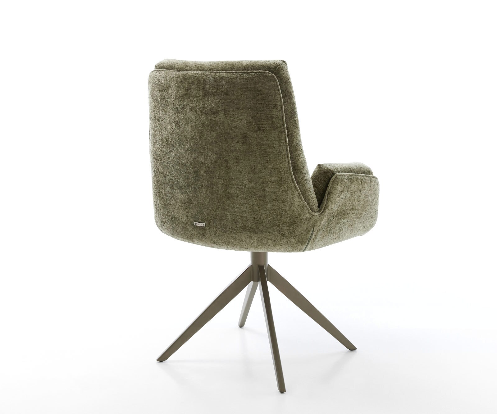 Chaise-pivotante Clea-Flex chenille olive pied croisé large aspect titane pivotement sur 360° fonction bascule 5