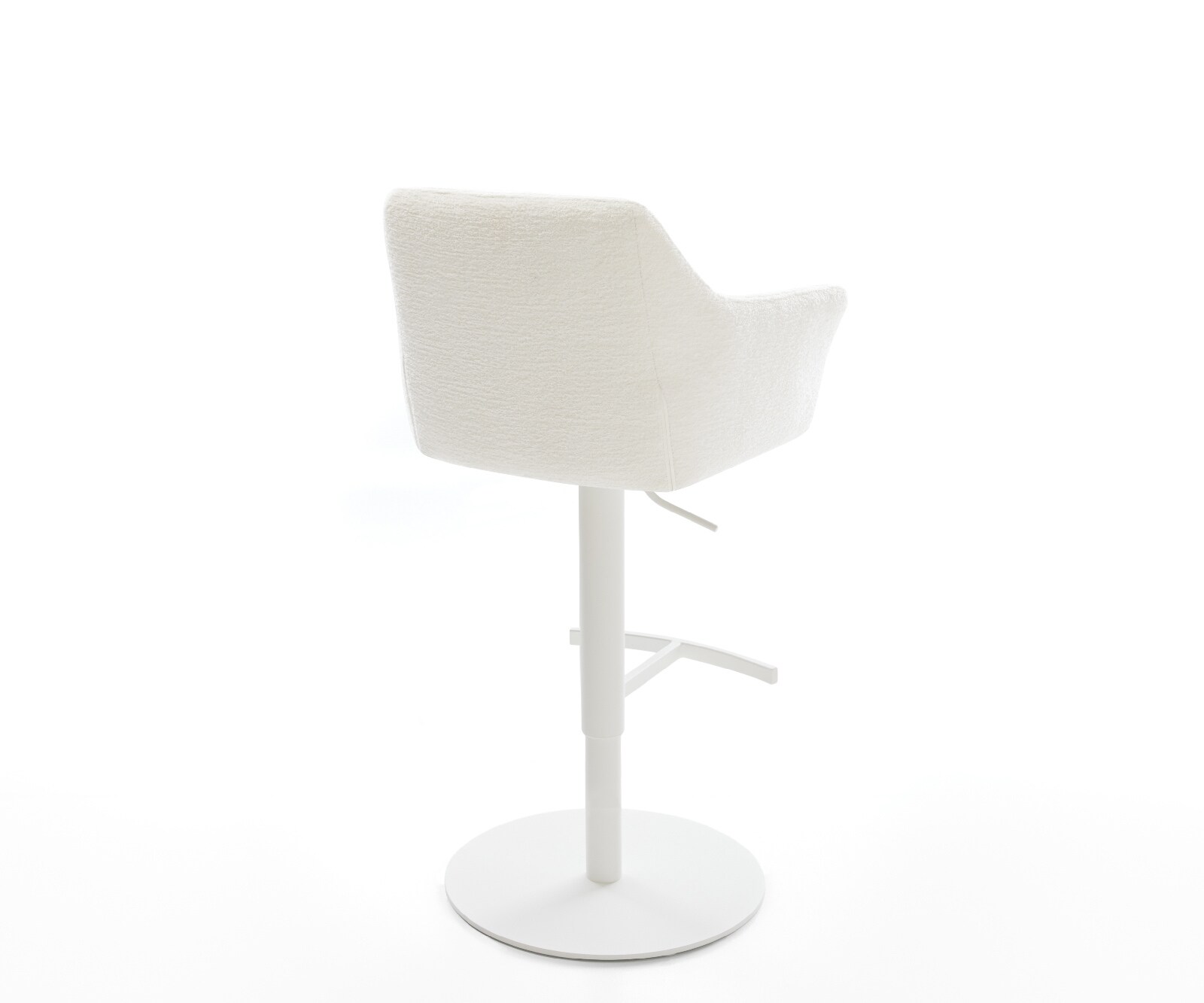 Chaise-de-bar Yulo-Flex Bouclé doux Beige Pied pivotant réglable en hauteur blanc Blanc 5