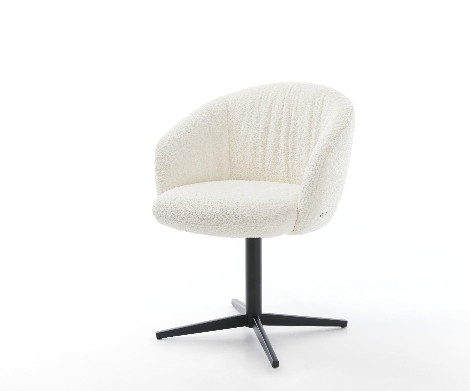 Chaise-pivotante Caja-Flex avec accoudoirs bouclé blanc pied de chaise 4 branches noir pivotement sur 360° ressorts ensachés 1