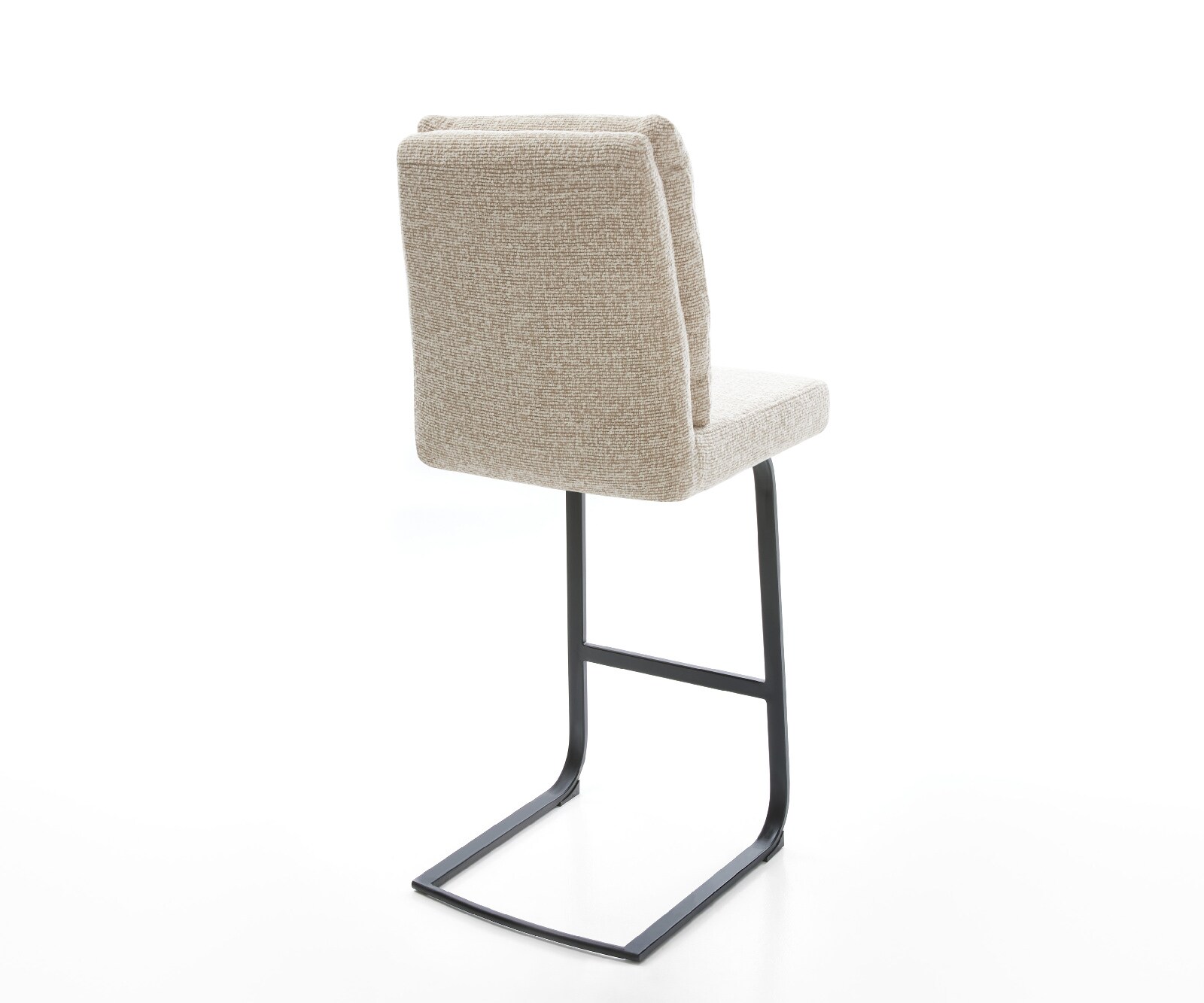 Chaise-de-bar Pela-Flex Tissu tissé doux Beige Pied cantilever plat noir Noir 4