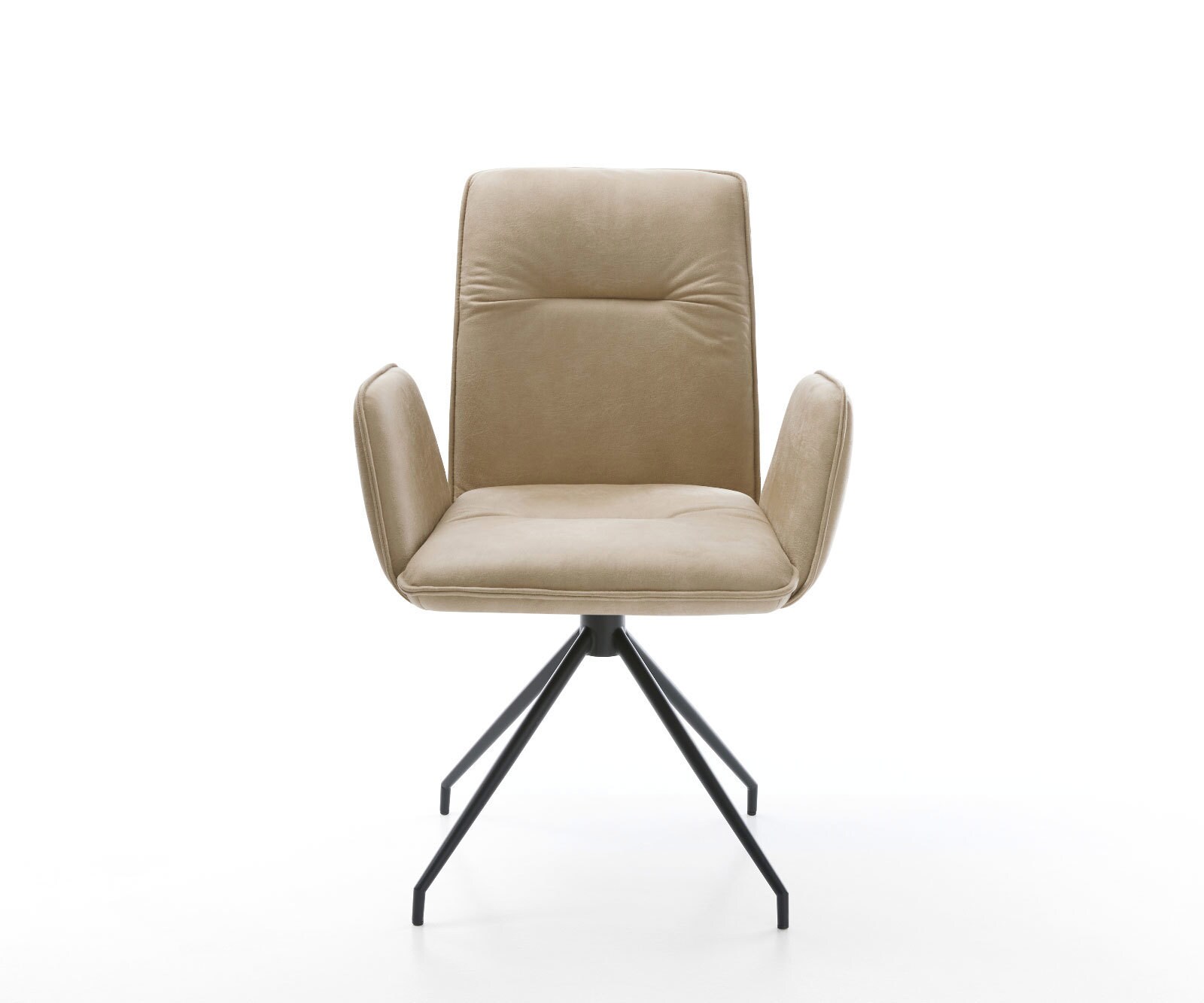 Chaise-de-salle-à-manger Vinja-Flex microvelours beige vintage pied croisé conique noir 1 Chaise-de-salle-à-manger Vinja-Flex microvelours beige vintage pied croisé conique noir 1