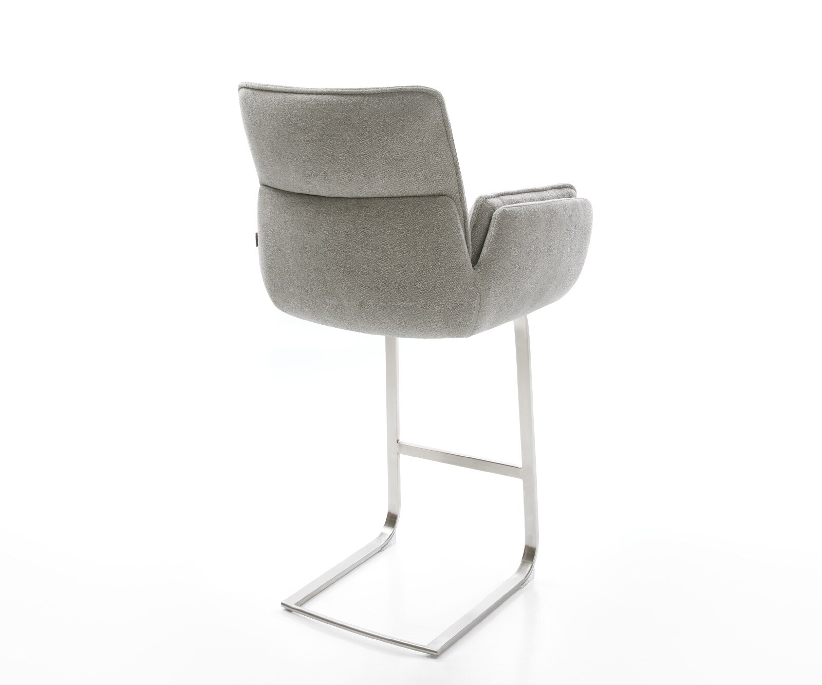 Chaise-de-bar Nela-Flex Tissu structuré doux Gris Pied cantilever acier inoxydable Argent 4