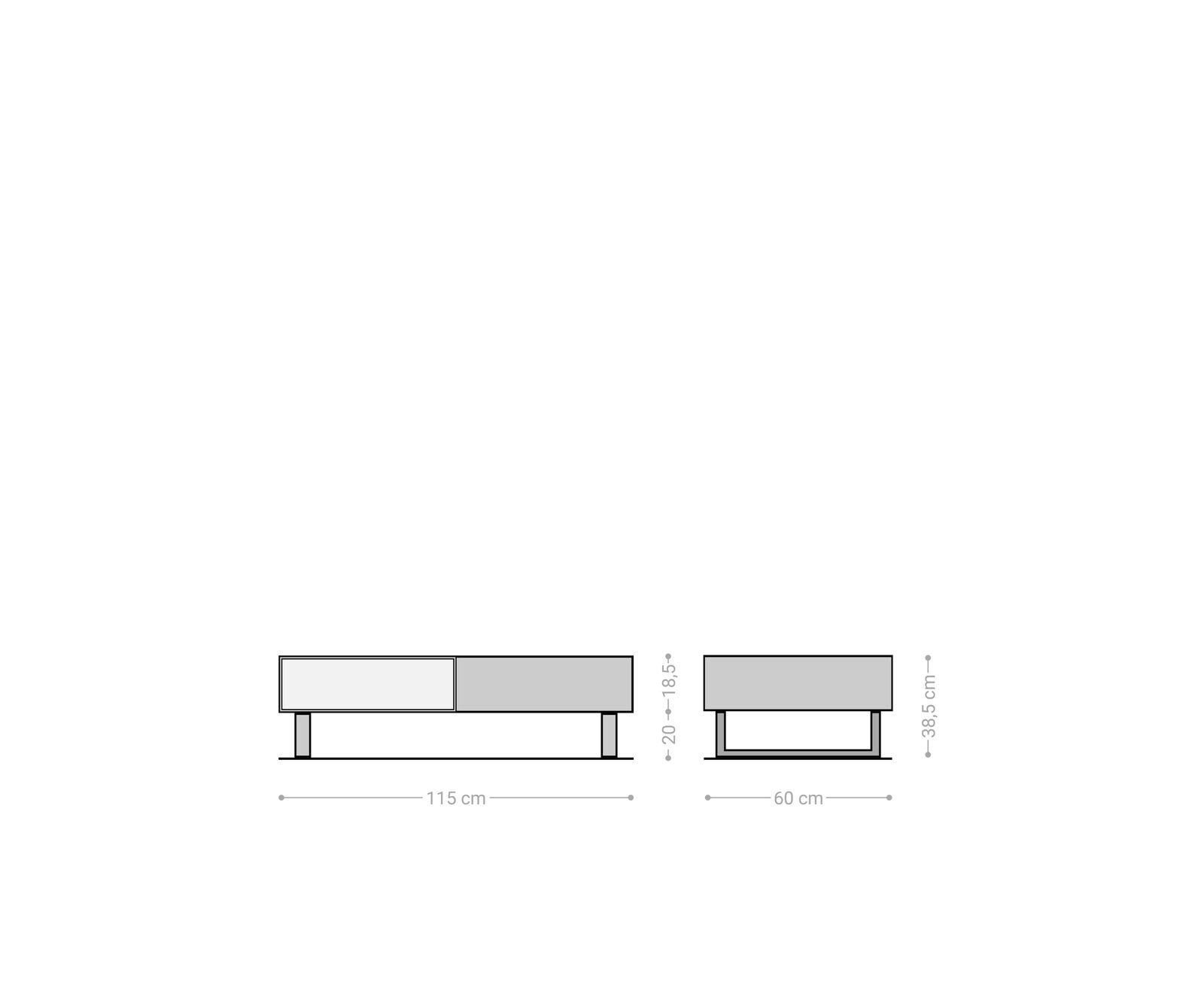 Table-basse New Live-Edge 115x60 cm acacia naturel 2 tiroirs 1 compartiment patin inoxydable brossé 5