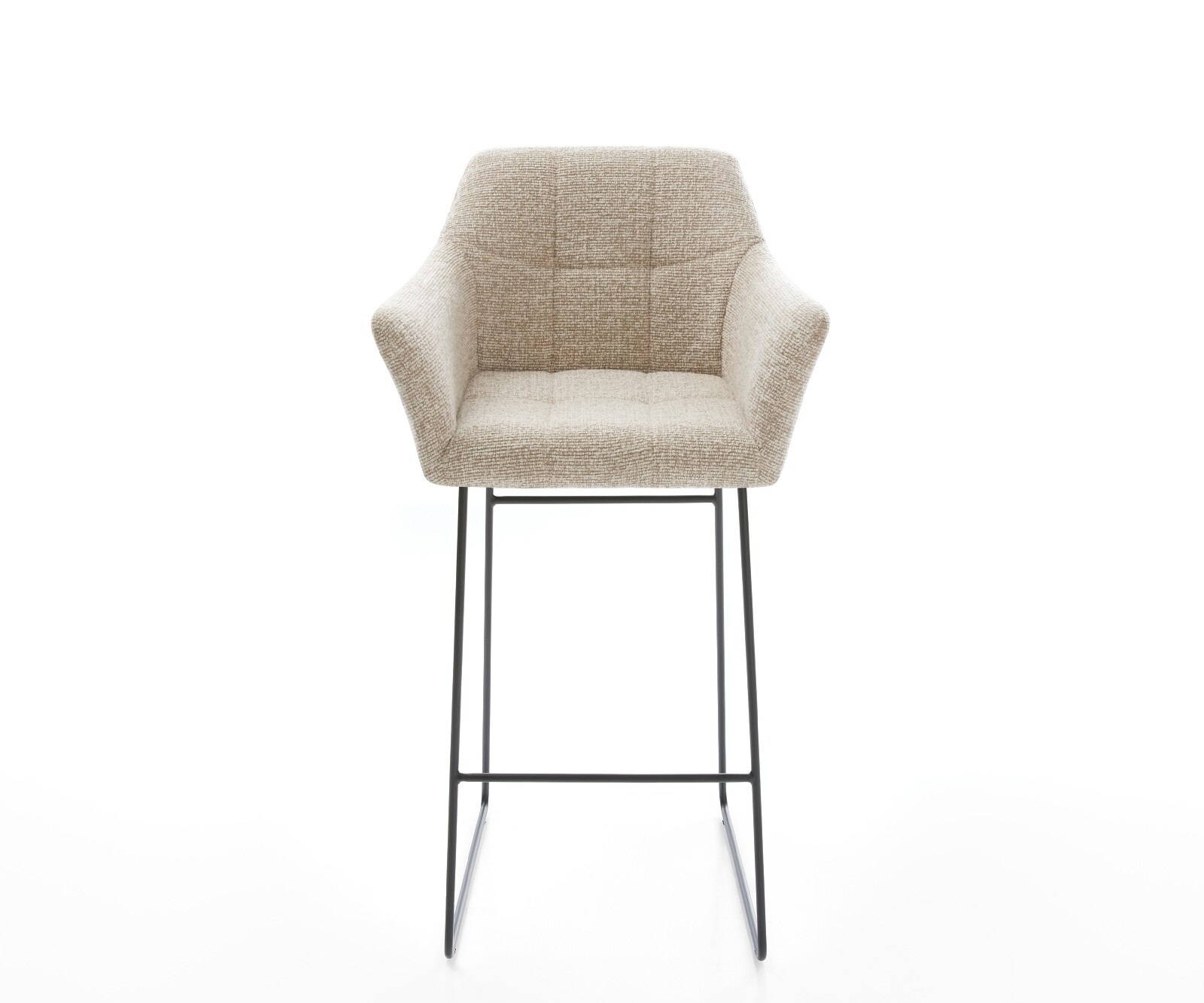 Chaise-de-bar Yulo-Flex Tissu tissé doux Beige Pied trapèze noir Noir 1