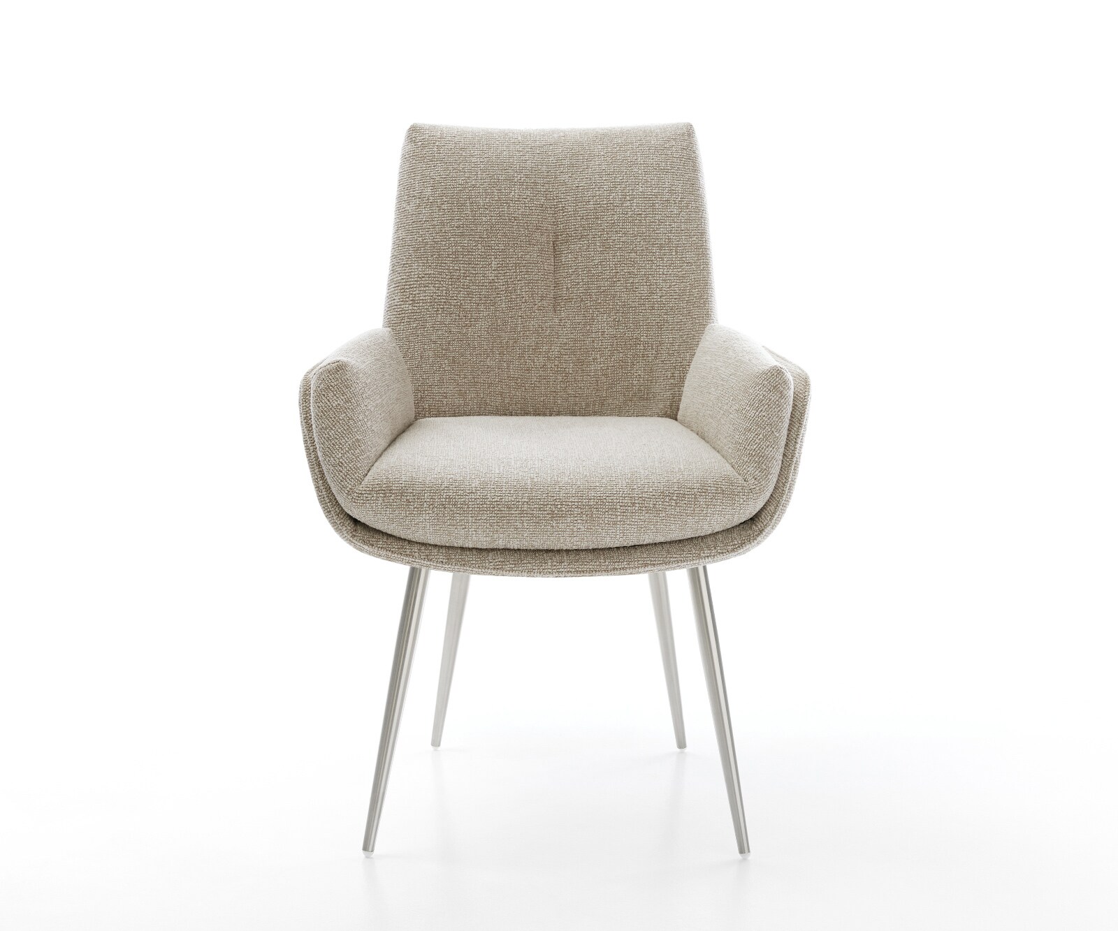 Chaise-de-salle-à-manger Clea-Flex tissu tissé doux beige 4 pieds coniques acier inoxydable 2