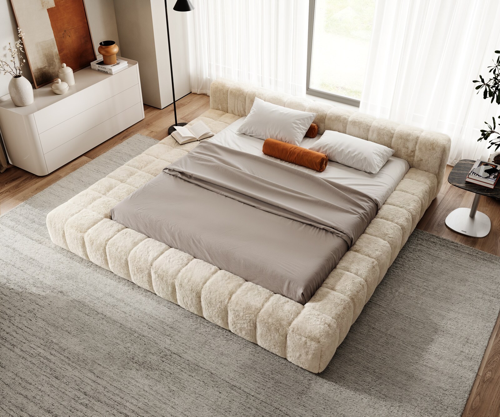 Sommier-rembourré Espazio 180x200 cm Peluche blanc crème 1