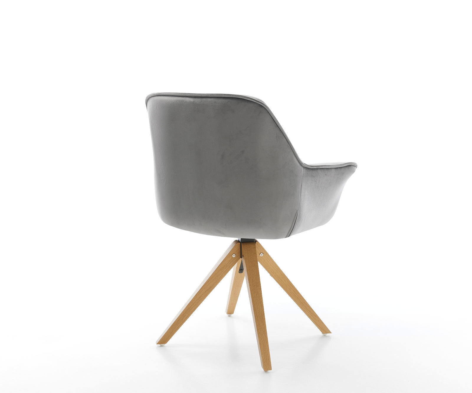 Chaise-de-salle-à-manger Keila-Flex avec accoudoirs velours gris pied en bois angulaire naturel 5 Chaise-de-salle-à-manger Keila-Flex avec accoudoirs velours gris pied en bois angulaire naturel 5