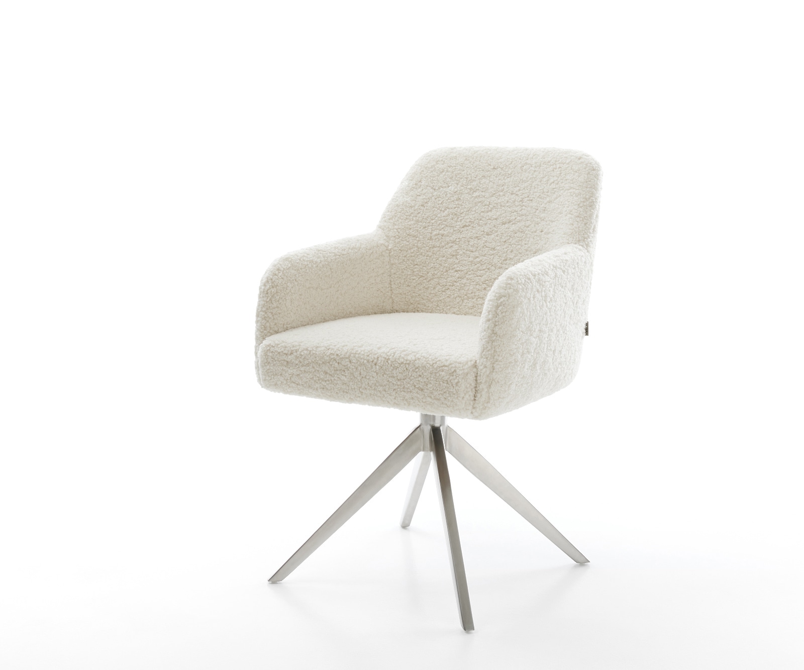 Chaise-pivotante Greg-Flex tissu teddy beige pied croisé large acier inoxydable pivotement sur 360° fonction bascule resorts ensachés 1