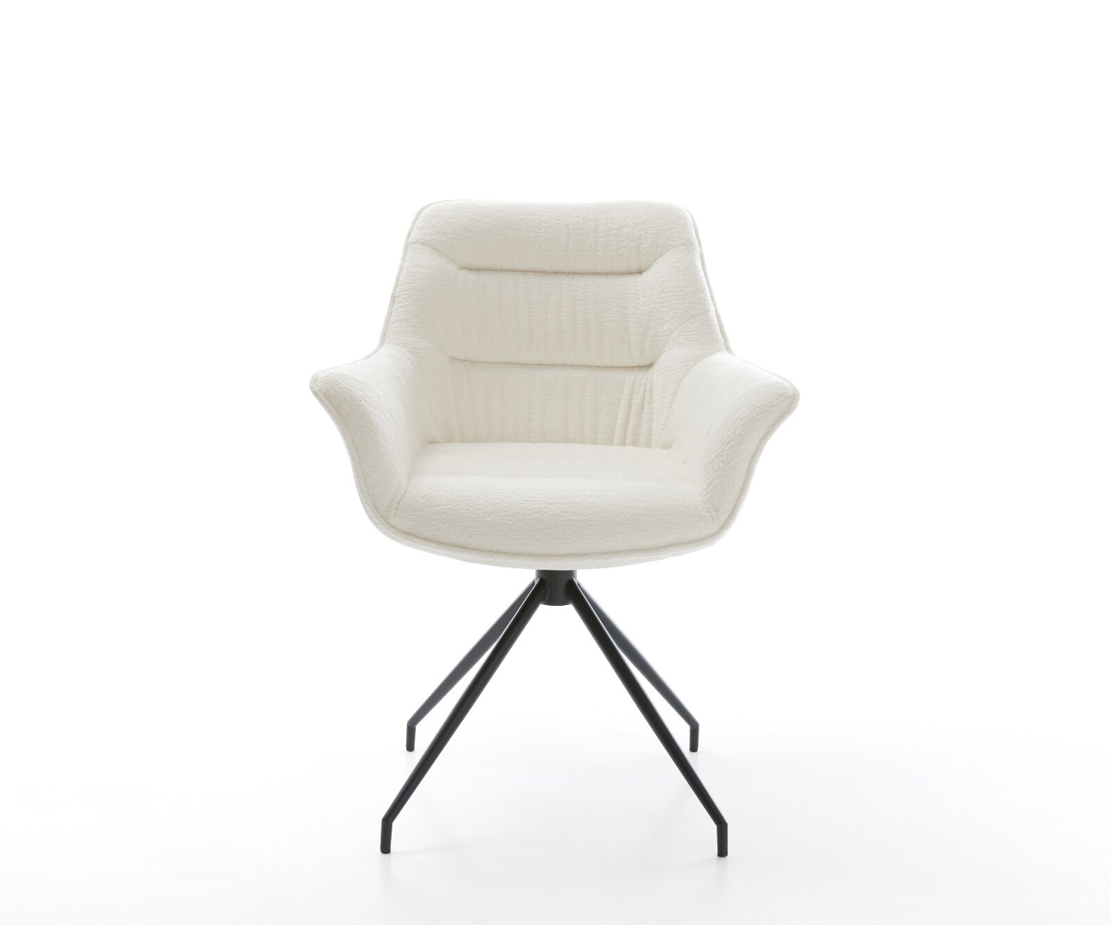 Chaise-de-salle-à-manger Kaira-Flex bouclé doux beige pied croisé conique noir 2