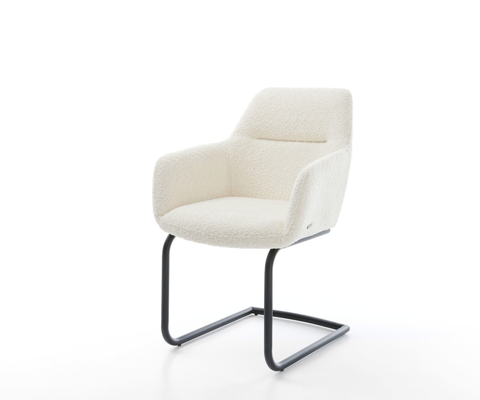Cantilever Pejo-Flex bouclé blanc pied cantilever rond noir ressorts ensachés