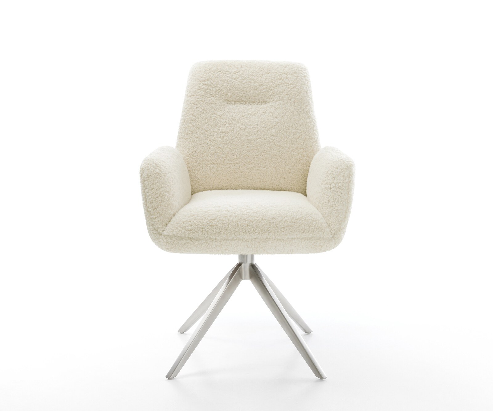Chaise-pivotante Zoa-Flex tissu teddy beige pied croisé large acier inoxydable pivotement sur 360° fonction bascule ressorts ensachés 2