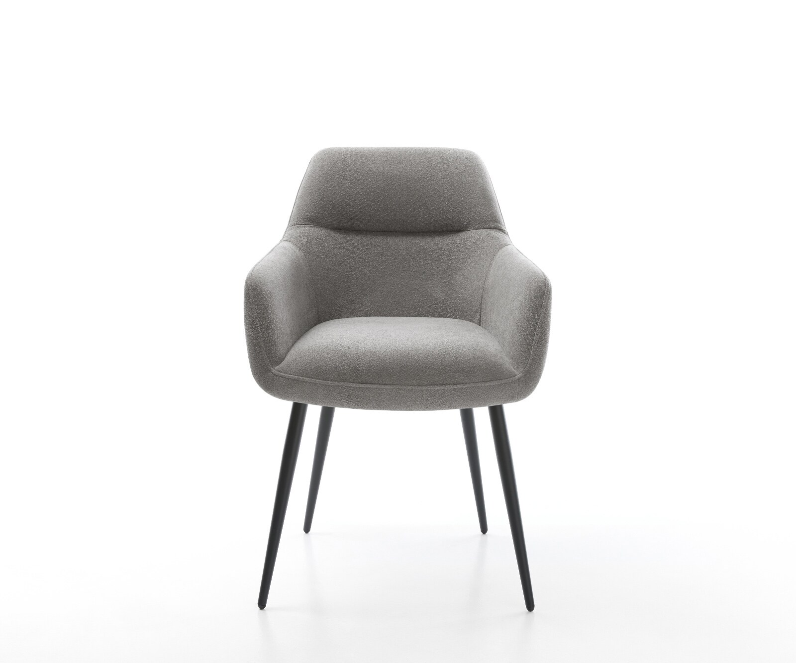Chaise-de-salle-à-manger Pejo-Flex tissu structuré doux gris 4 pieds coniques noir resorts ensachés 2