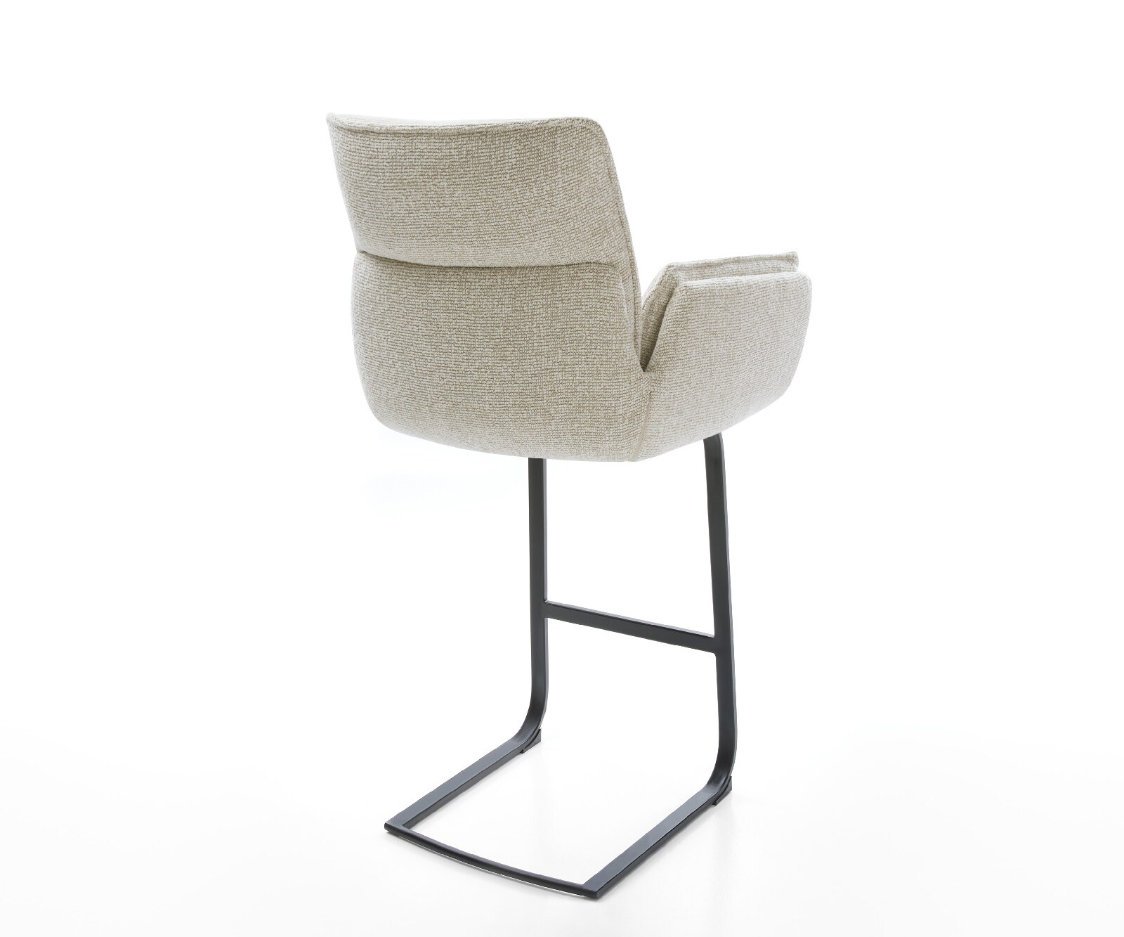 Chaise-de-bar Nela-Flex Tissu tissé doux Beige Pied cantilever plat noir Noir 4