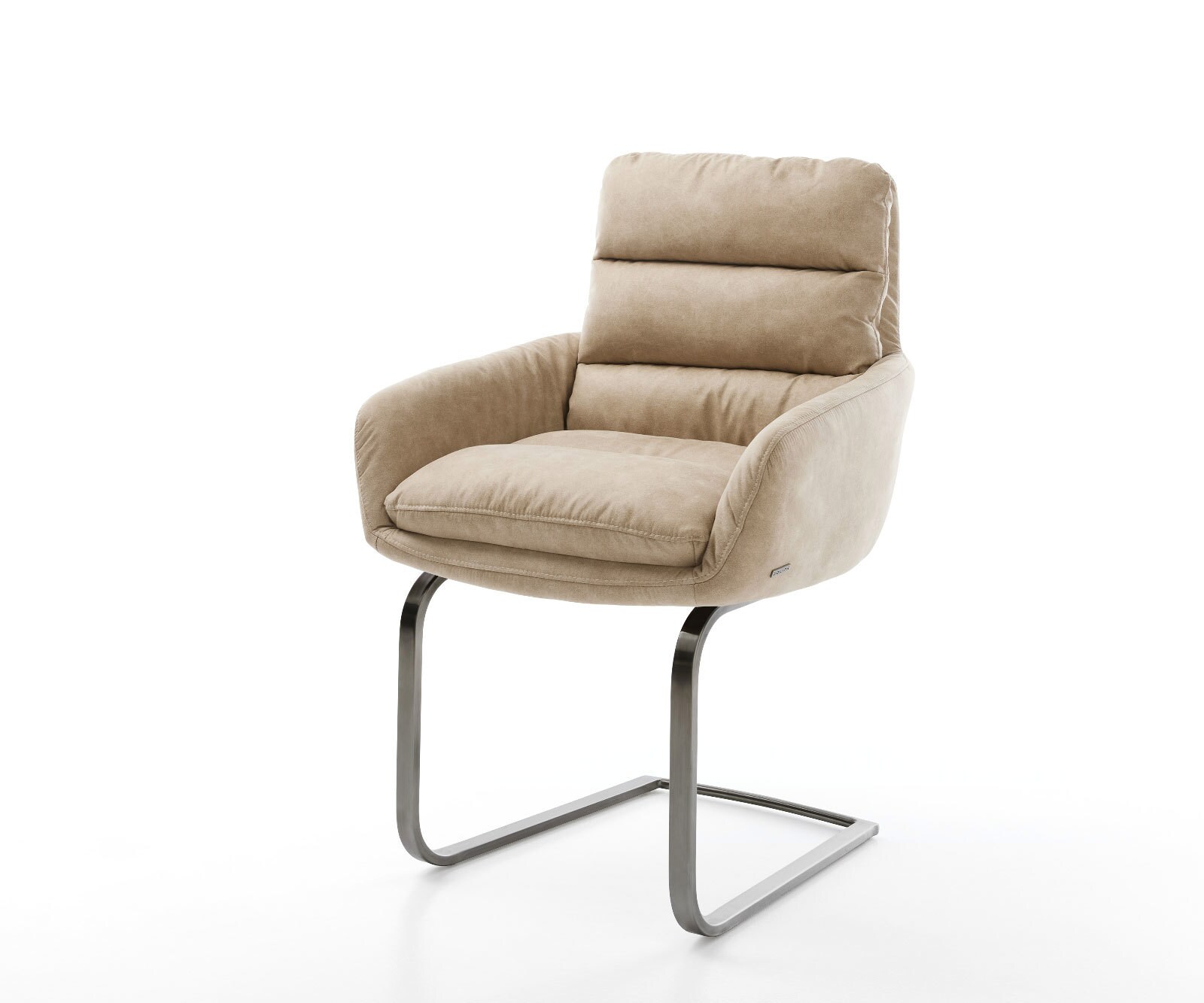 Cantilever Abelia-Flex avec accoudoirs microvelours beige vintage pied cantilever plat grafiete 1