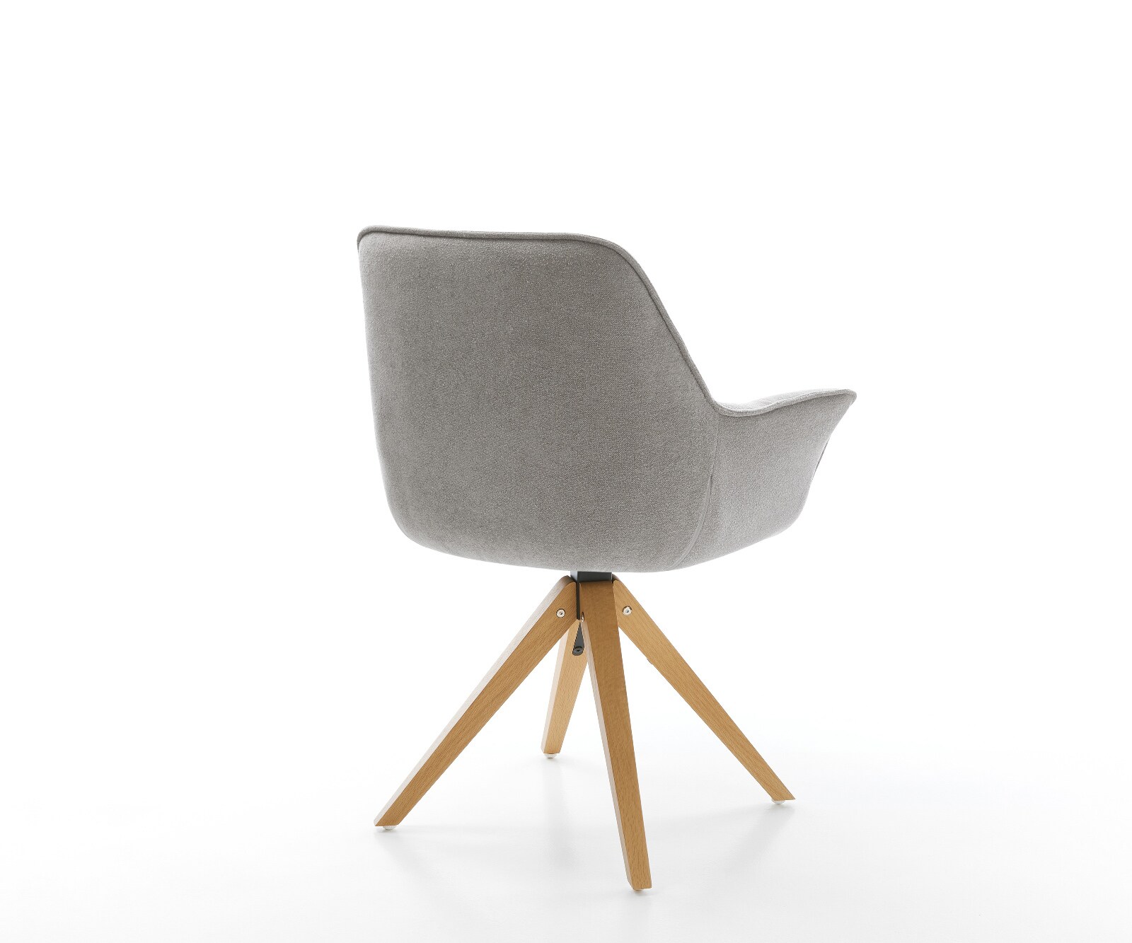 Chaise-pivotante Kaira-Flex tissu structuré doux gris pied en bois angulaire naturel pivotement sur 180° 4