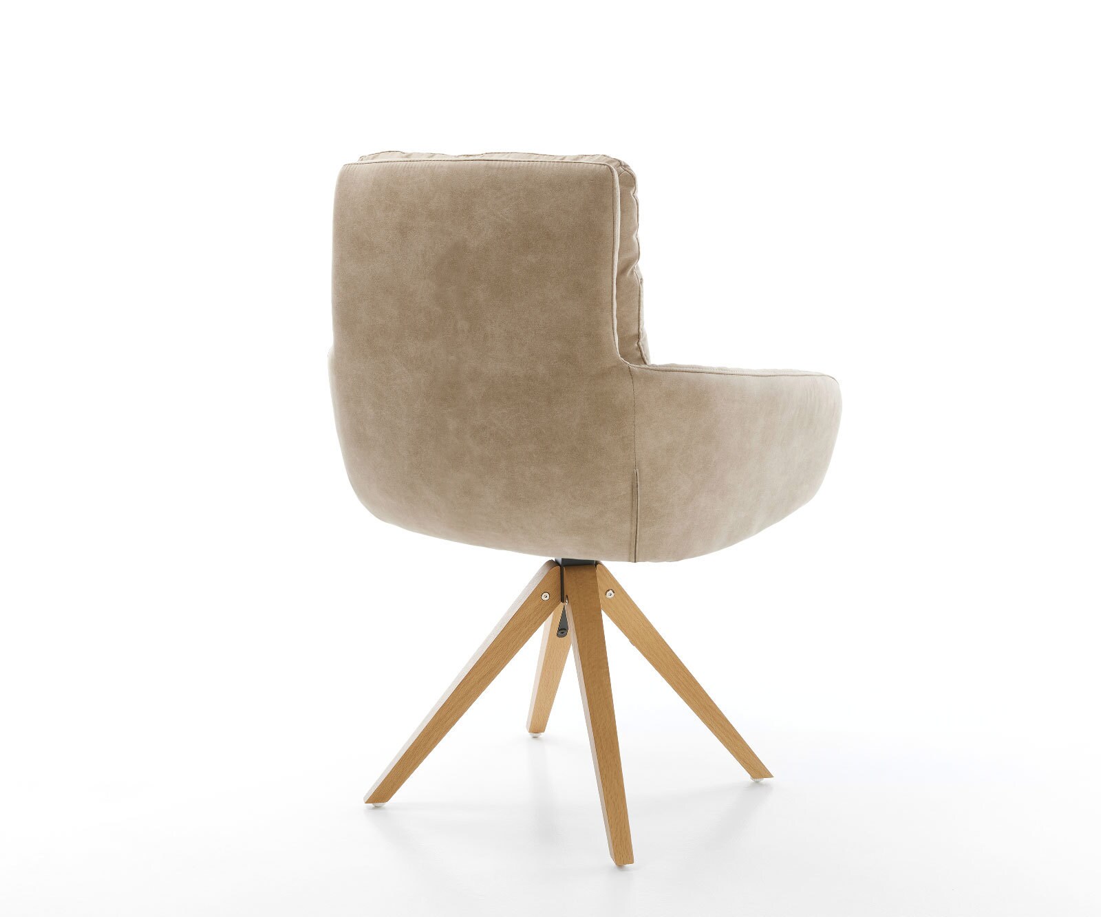 Chaise-de-salle-à-manger Abelia-Flex avec accoudoirs microvelours beige vintage pied en bois angulaire naturel 4 Chaise-de-salle-à-manger Abelia-Flex avec accoudoirs microvelours beige vintage pied en bois angulaire naturel 4