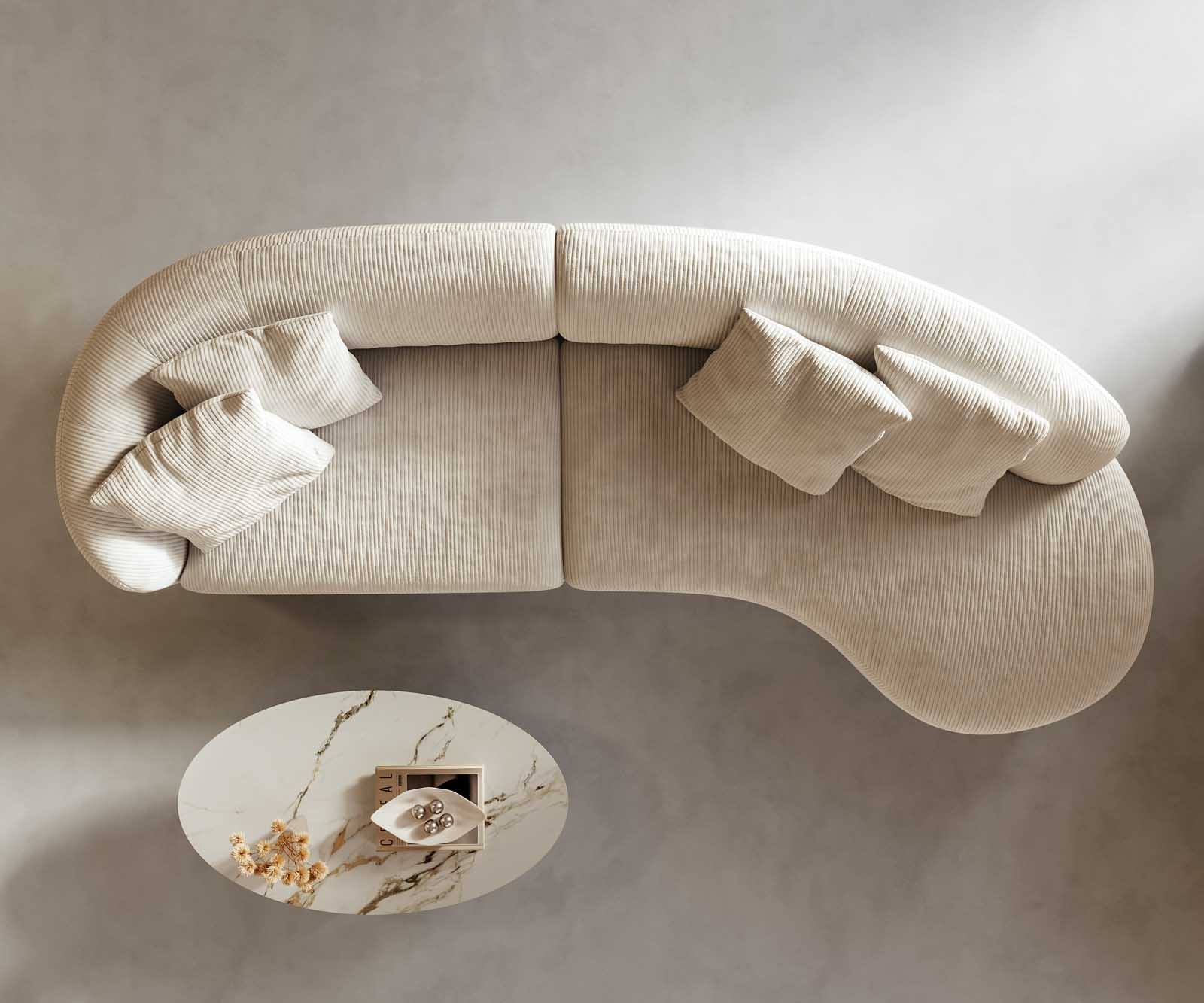 Canapé Mairi 330x160 cm Velours côtelé Beige 3