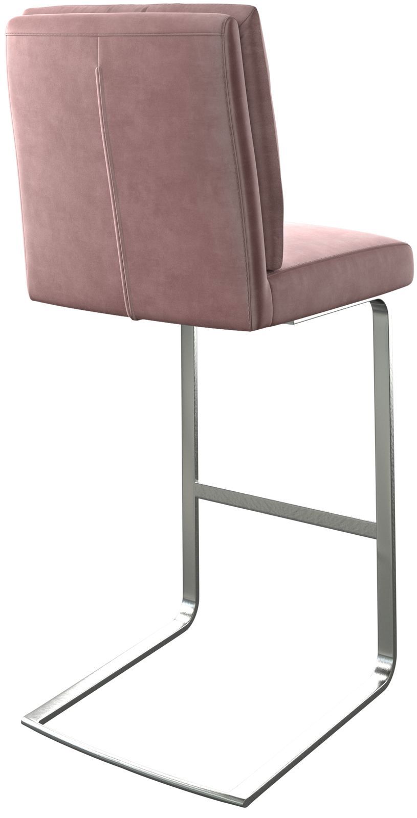 Chaise-de-bar Pela-Flex velours rosé chaise cantilever acier plat inoxydable 4