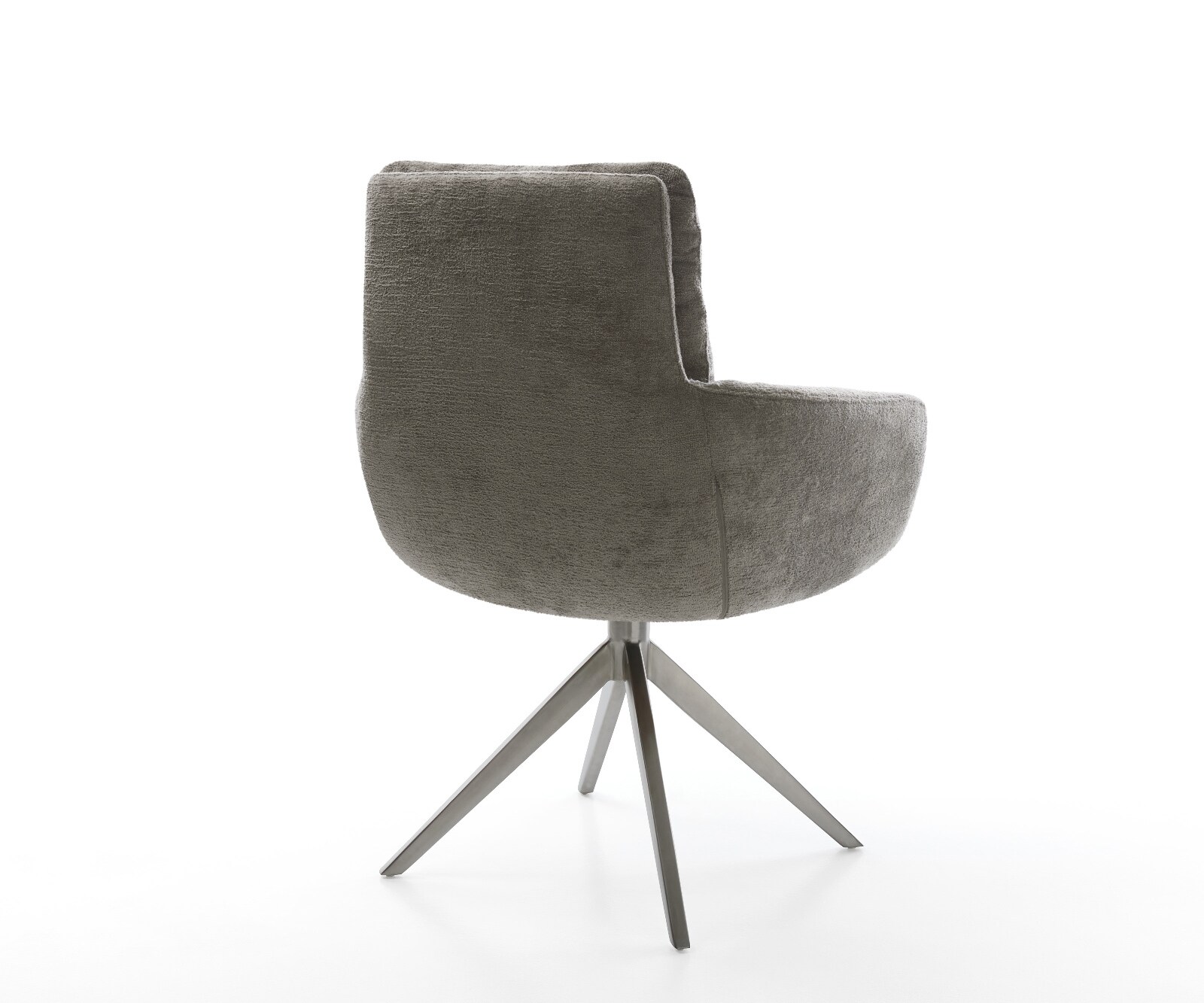 Chaise-pivotante Abelia-Flex avec accoudoirs bouclé doux couleur boue pied croisé large grafiete pivotement sur 360° fonction bascule 4