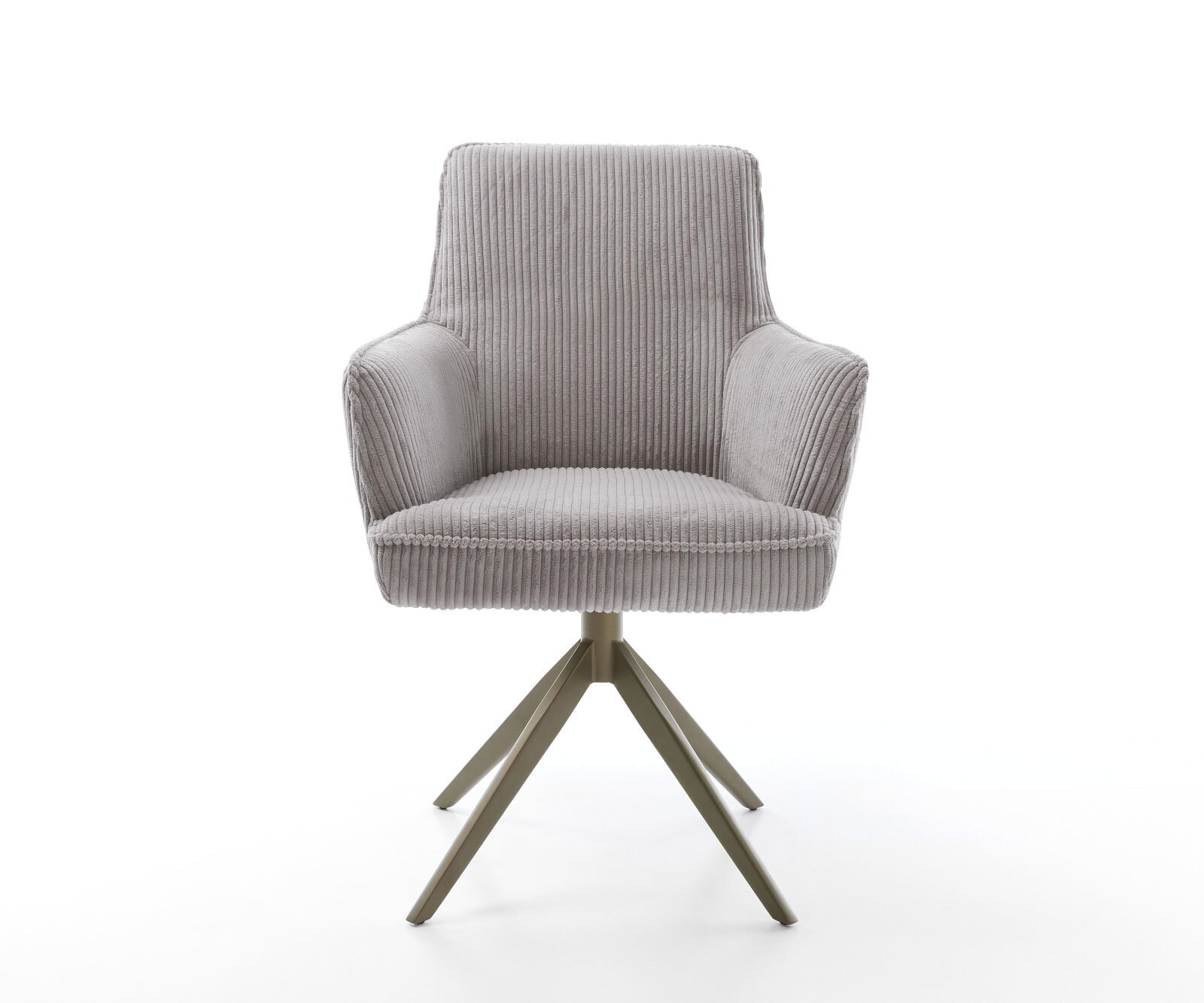 Chaise-pivotante Heira-Flex côtelé gris argenté pied croisé large aspect titane pivotement sur 360° fonction bascule ressorts ensachés 1