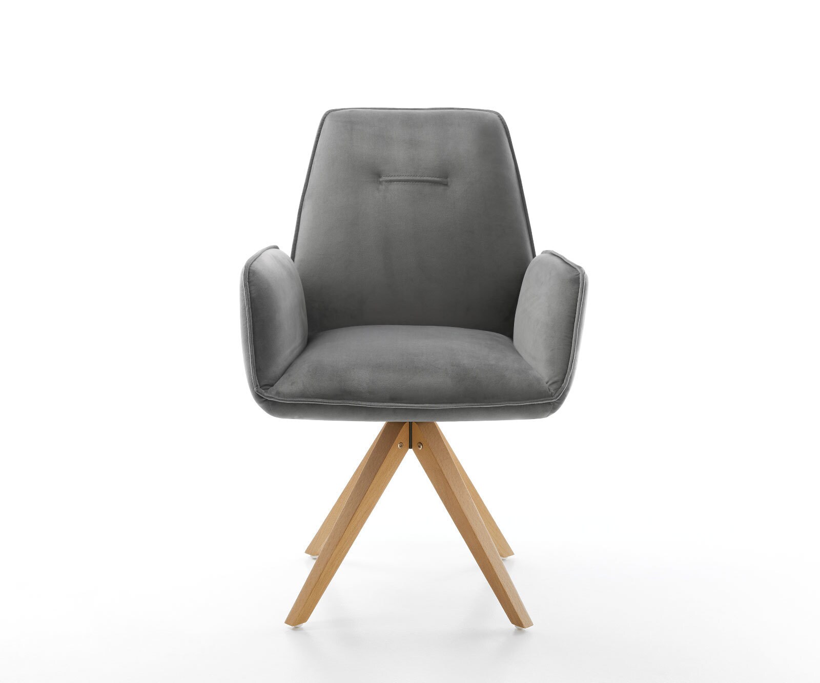 Chaise-de-salle-à-manger Zoa-Flex velours gris pied en bois angulaire naturel ressorts ensachés 1 Chaise-de-salle-à-manger Zoa-Flex velours gris pied en bois angulaire naturel ressorts ensachés 1