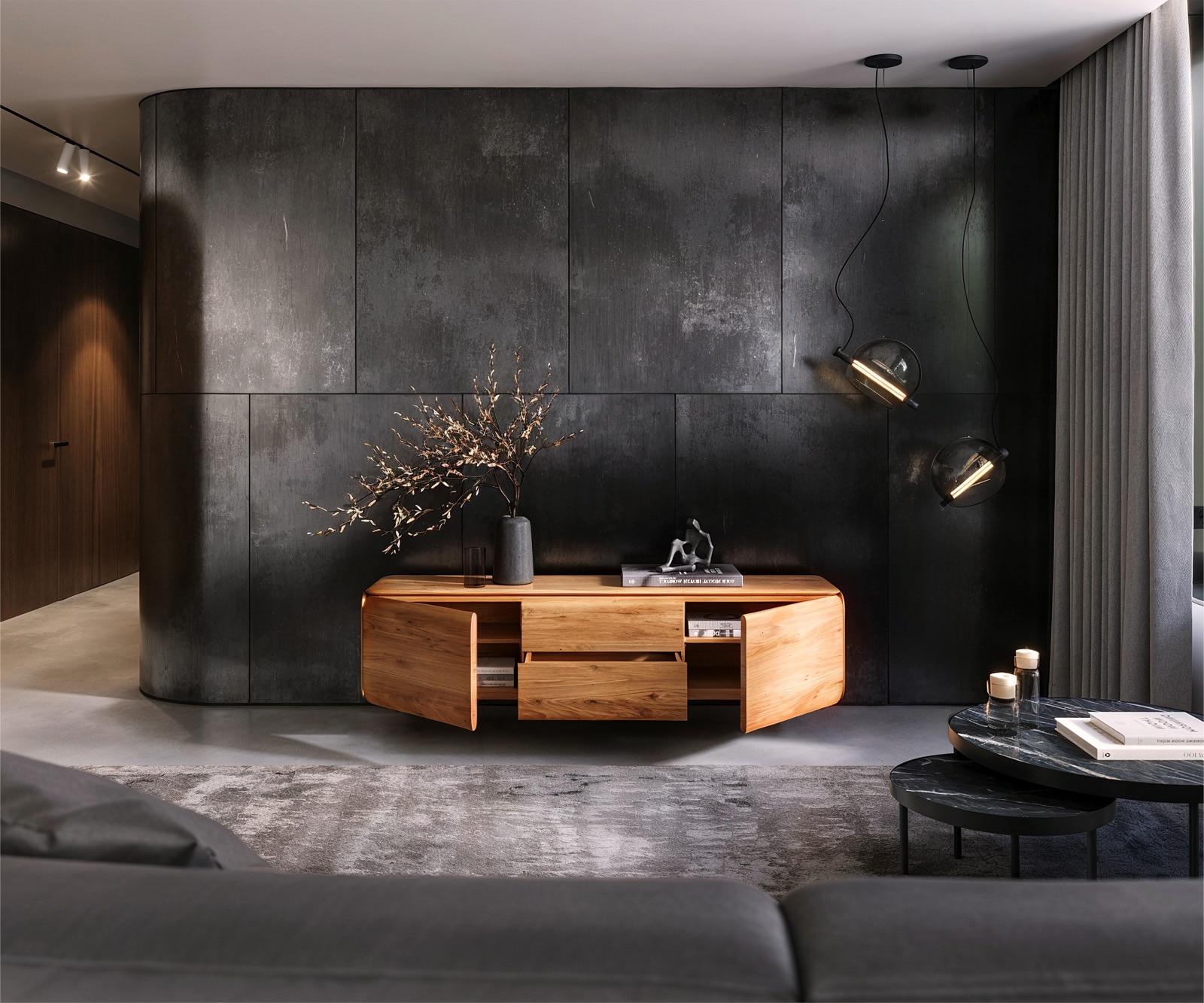 Meuble-TV Shavani 175 cm acacia naturel 2 portes 2 tiroirs flottant 6 Meuble-TV Shavani 175 cm acacia naturel 2 portes 2 tiroirs flottant 6