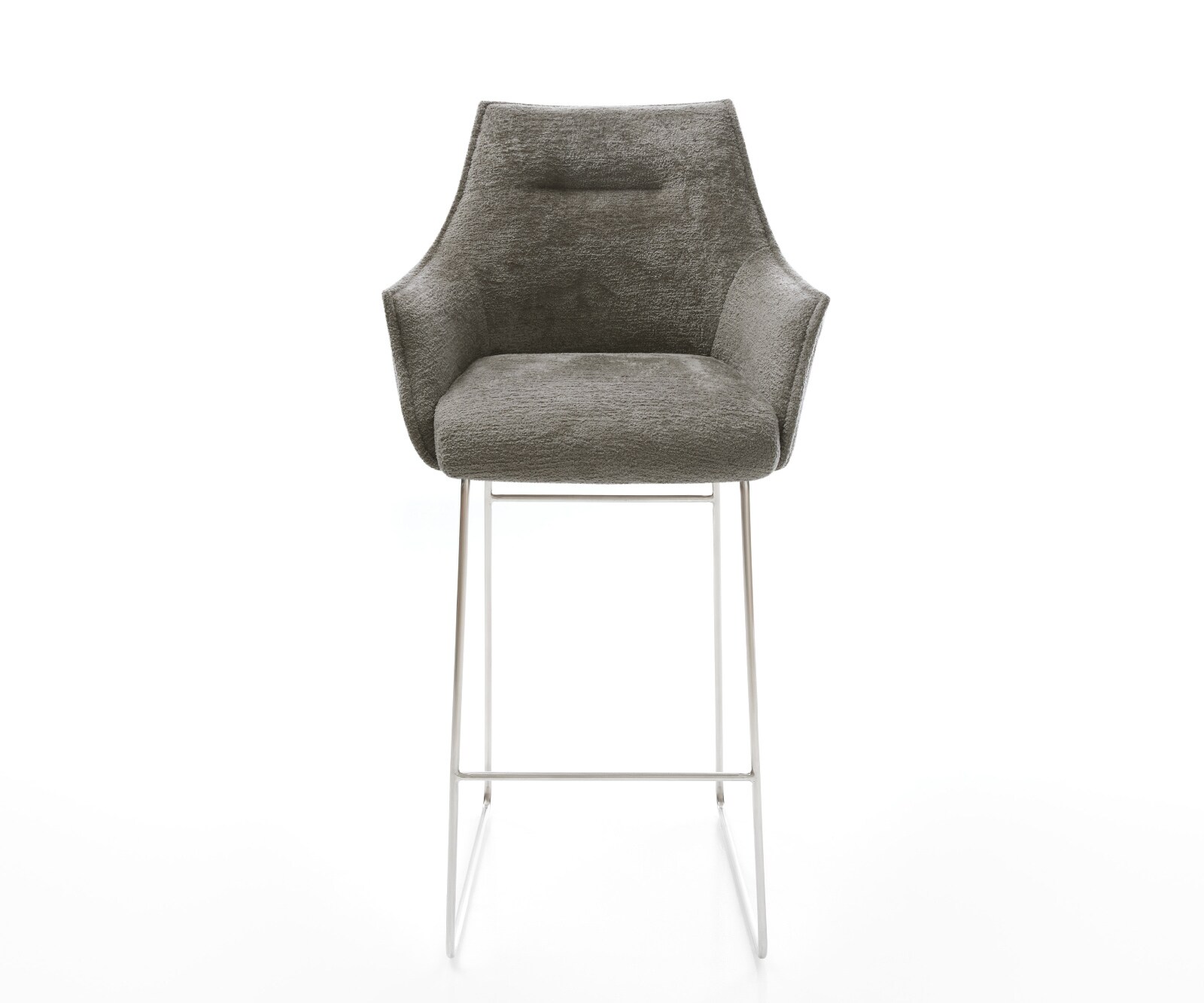 Chaise-de-bar Alja-Flex Bouclé doux Boue Pied trapèze acier inoxydable Argent Ressort ensaché 2