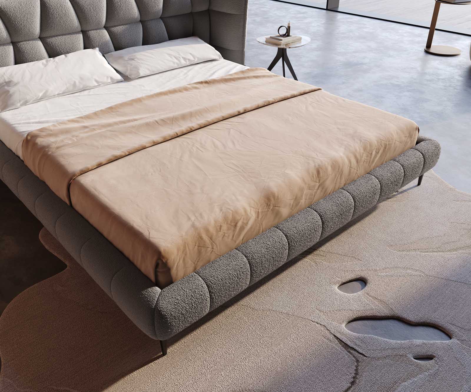 Sommier rembourré Capujo 180x200 cm Bouclé Gris Argenté 4