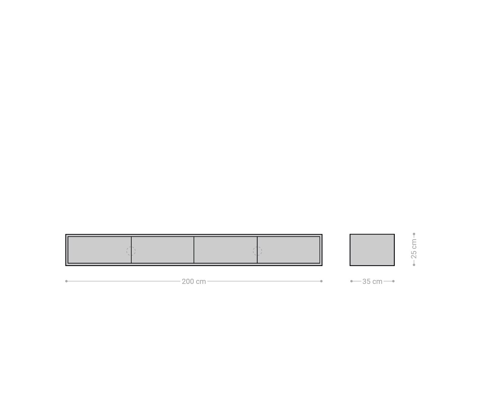 Buffet bas Fevo 200 cm acacia nature 4 portes flottant 5