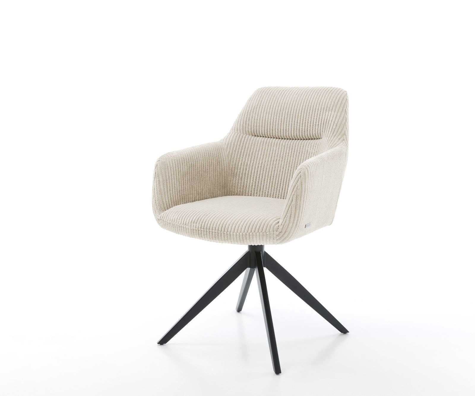 Chaise-pivotante Pejo-Flex côtelé beige pied croisé large noir pivotement sur 360° fonction bascule ressorts ensachés Chaise-pivotante Pejo-Flex côtelé beige pied croisé large noir pivotement sur 360° fonction bascule ressorts ensachés