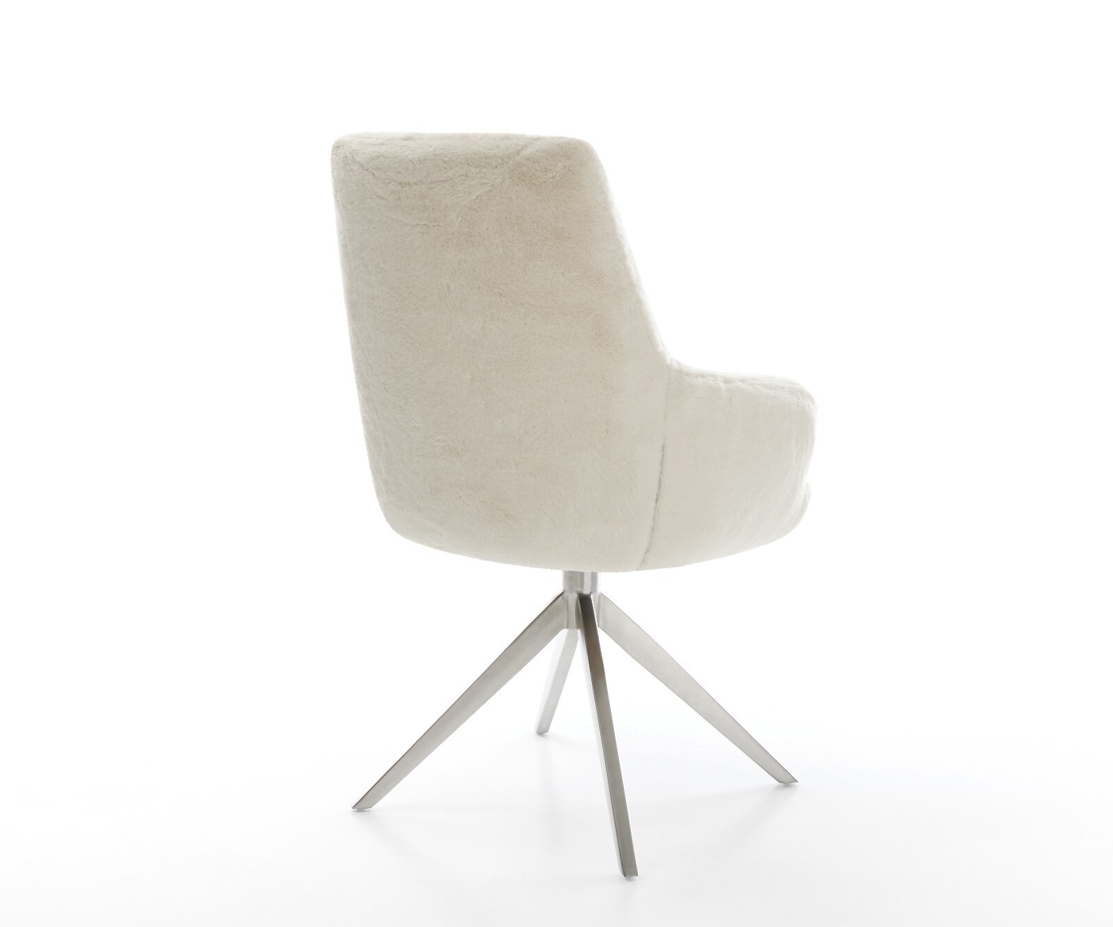 Chaise-pivotante Zelia-Flex avec accoudoirs peluche crème-blanc pied croisé large acier inoxydable pivotement sur 360° fonction bascule resorts ensachés 4