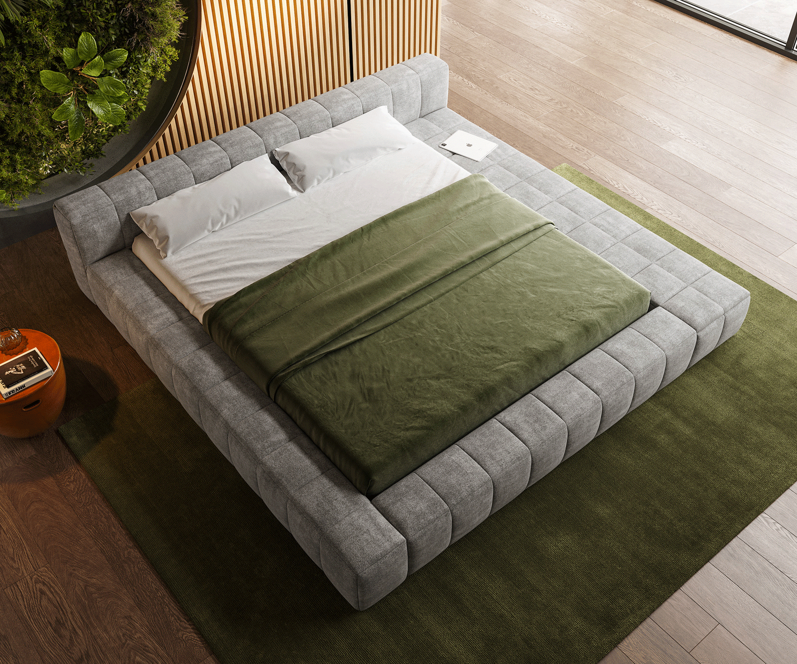 Sommier-rembourré Espazio 180x200 cm Tissu structuré Soft Grey 4