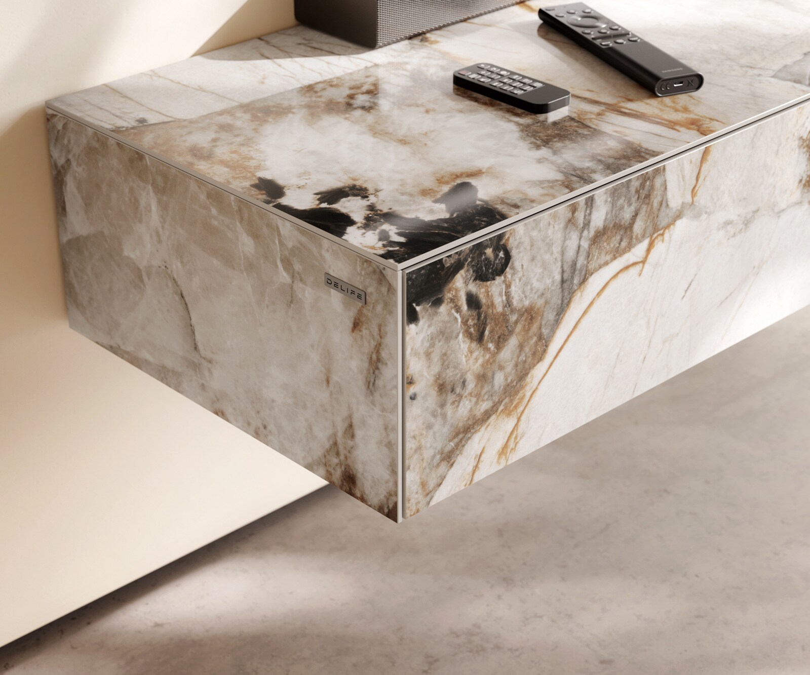 Meuble-TV Cuor 150 cm Céramique Patagonia raffinée 1 Clapet 1 Tiroir Flottant 6