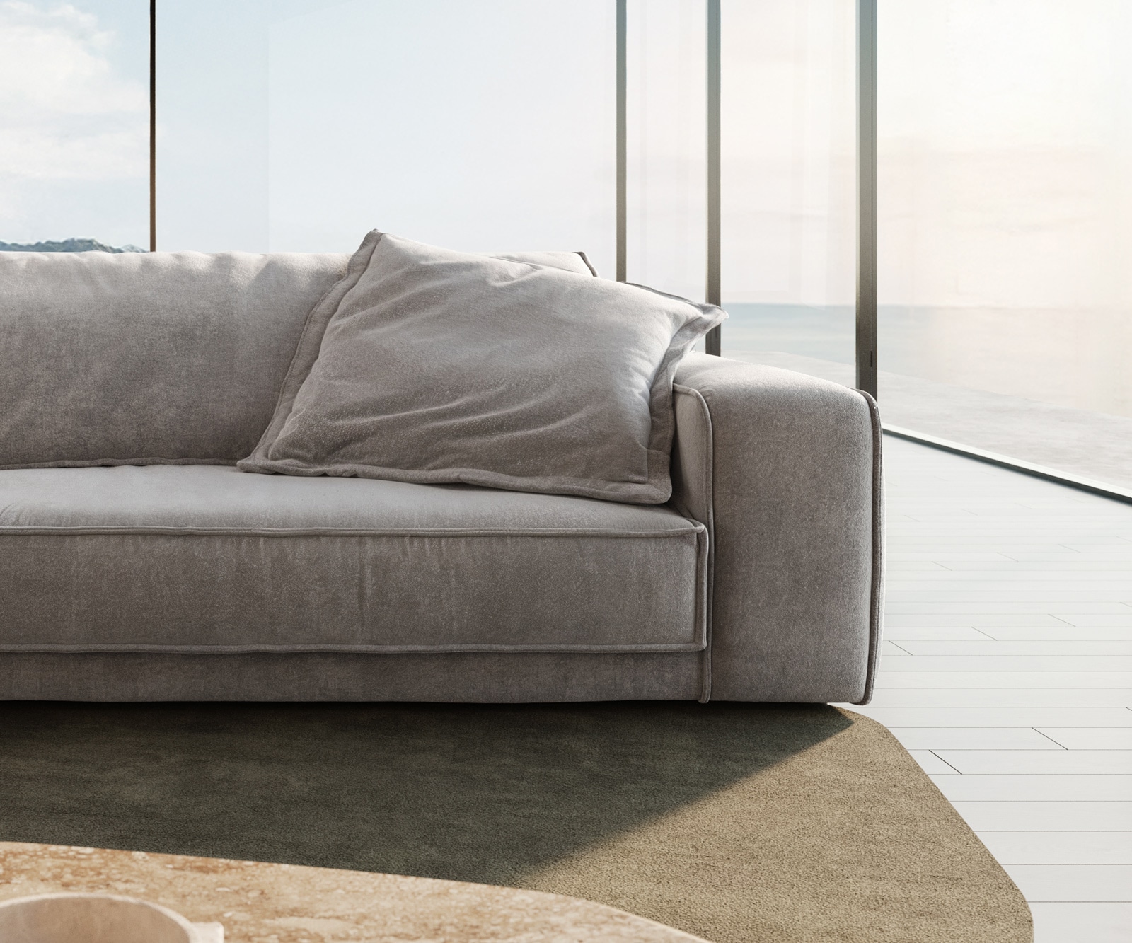 Grand canapé Snoosh 400x150 cm Tissu structuré Soft Gris méridienne gauche 4 Grand canapé Snoosh 400x150 cm Tissu structuré Soft Gris méridienne gauche 4