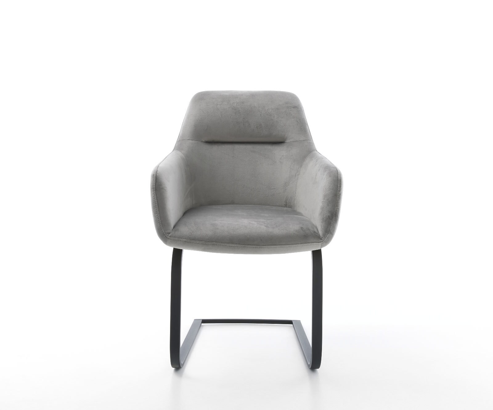 Cantilever Pejo-Flex velours gris pied cantilever plat noir ressorts ensachés 1