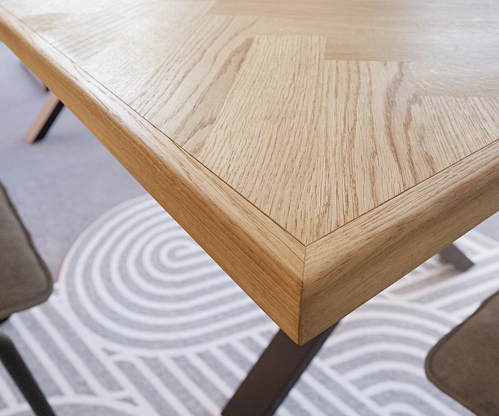 Plateau de table à manger Edge-Pure 200x100cm épaisseur 2/2cm Chêne Naturel Fishbone 1