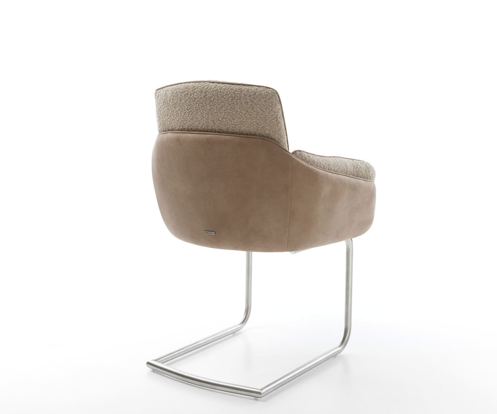 Cantilever Luan-Flex avec accoudoirs tissu mixte couleur boue pied cantilever rond acier inoxydable brossé 3 Cantilever Luan-Flex avec accoudoirs tissu mixte couleur boue pied cantilever rond acier inoxydable brossé 3